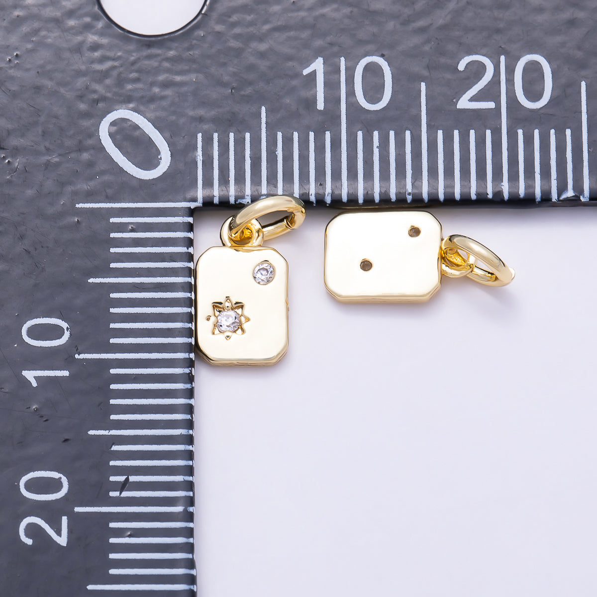 16K Gold Filled 9mm Rectangular Starburst Tag Charm in Gold & Silver | Charms-01933 - Charms-01934