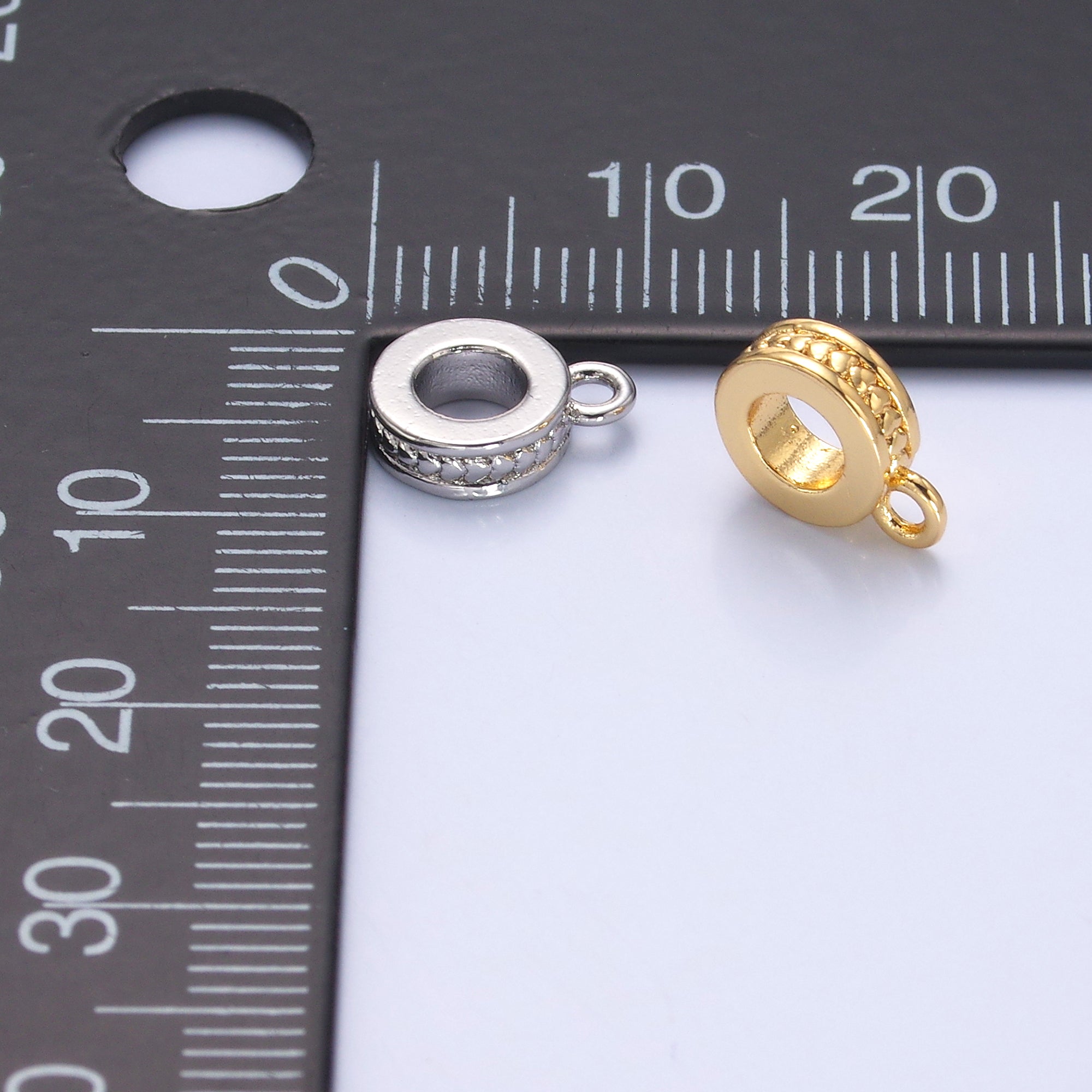 24K Gold Filled Heart Lined Rhondelle Drop Bail Finding in Gold & Silver | AF460