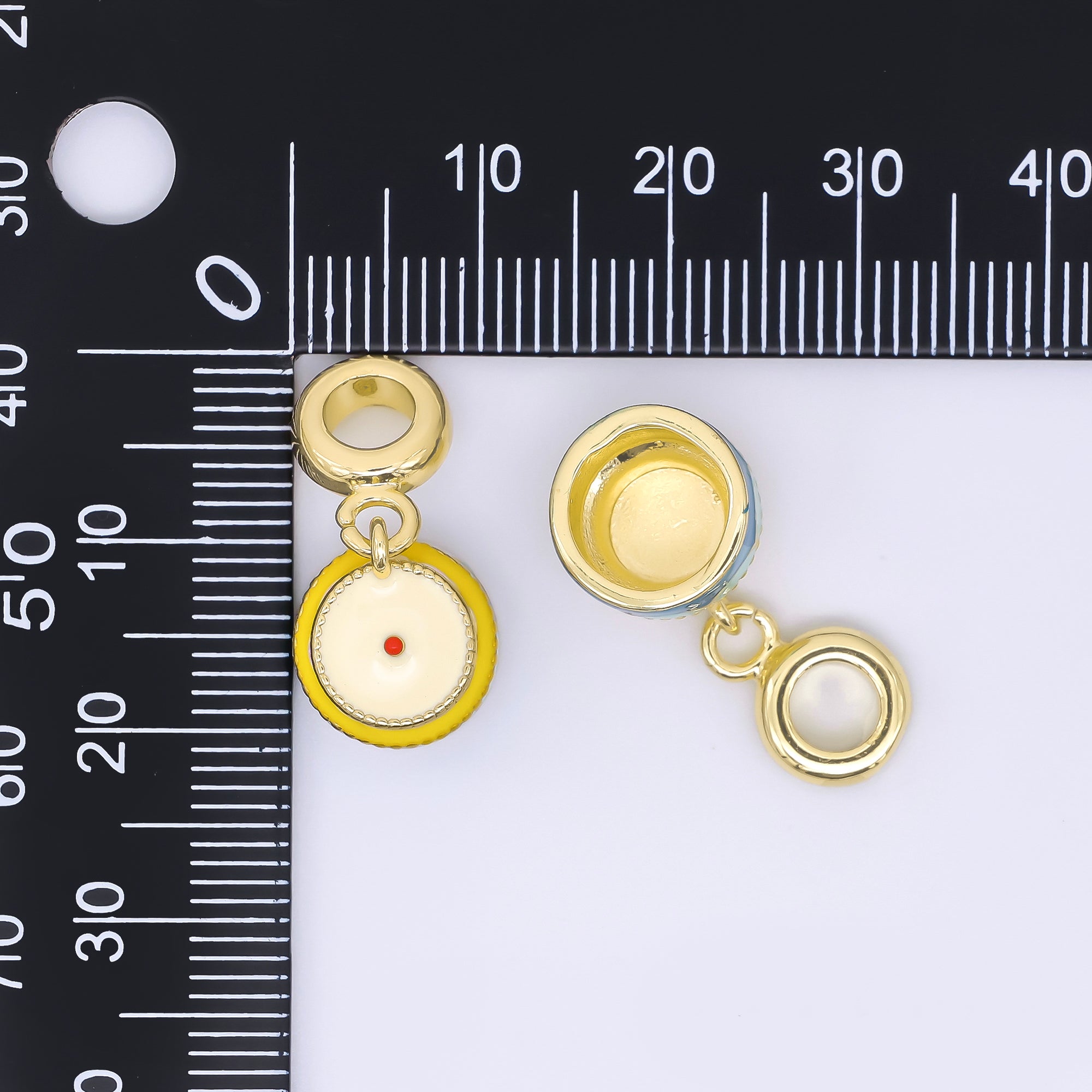 24K Gold Filled Two-Tier Birthday Wedding Cake Drop Rondelle Charm | AC1640
