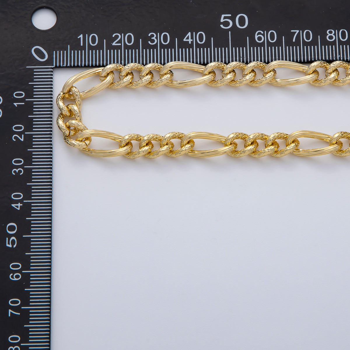 16K Gold Filled 10mm x 7mm Teardrop Figaro Unfinished Chain by Yard | Roll-1769