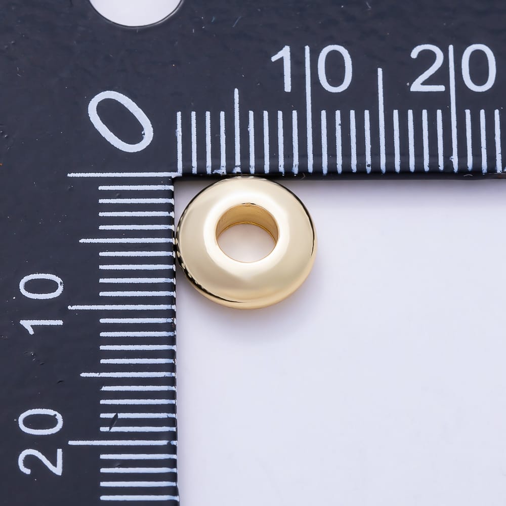 16K Gold Filled 10mm Wide Smooth Doughnut Rondelle Bead | Beads-00585