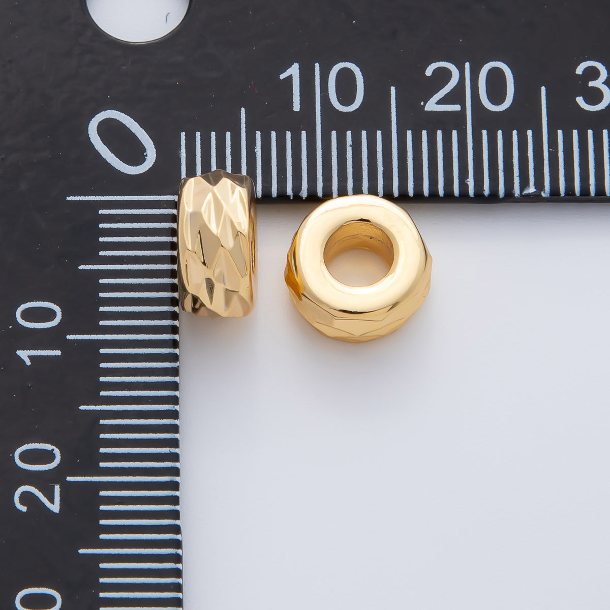 18K Gold Filled 9.6mm Minimalist Textured Spacer Bead | B537