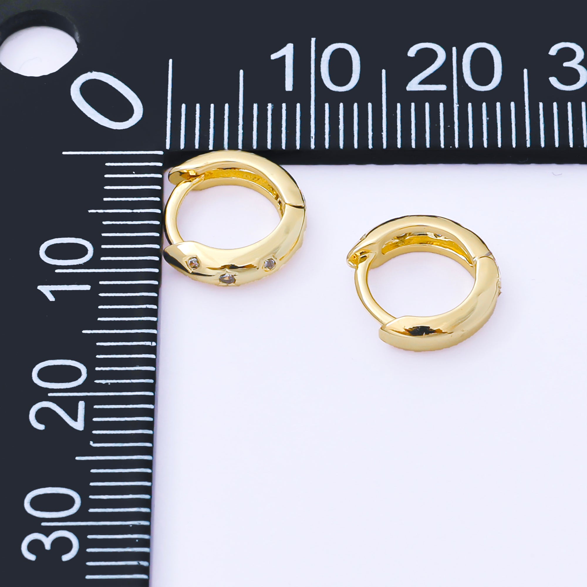 24K Gold Filled 10mm Embedded Micro Paved CZ Minimalist Dome Huggie Earrings in Gold & Silver | AB1609 AB1610