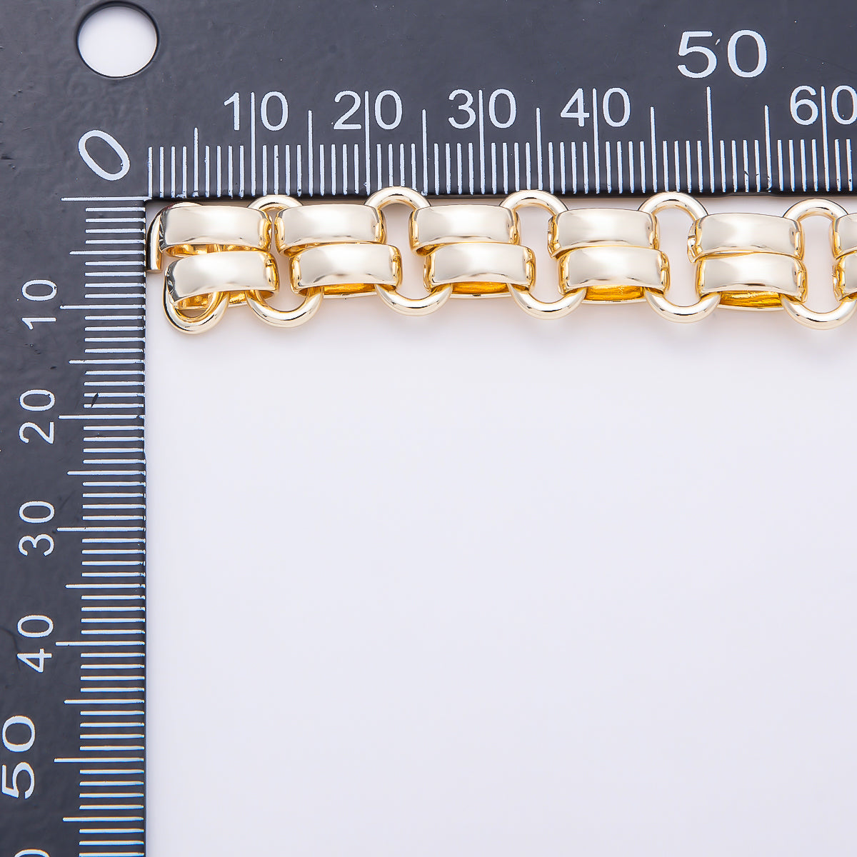16K Gold Filled 12mm Double Scalloped Link Panther Unfinished Chain by Yard | Roll-01899