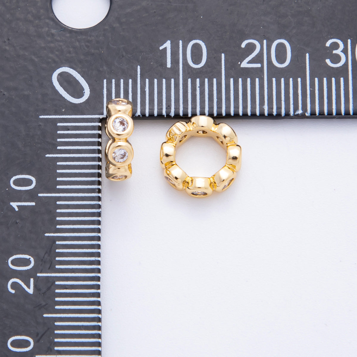18K Gold Filled 10mm Round CZ Donut Bead Spacer | AF-A1069