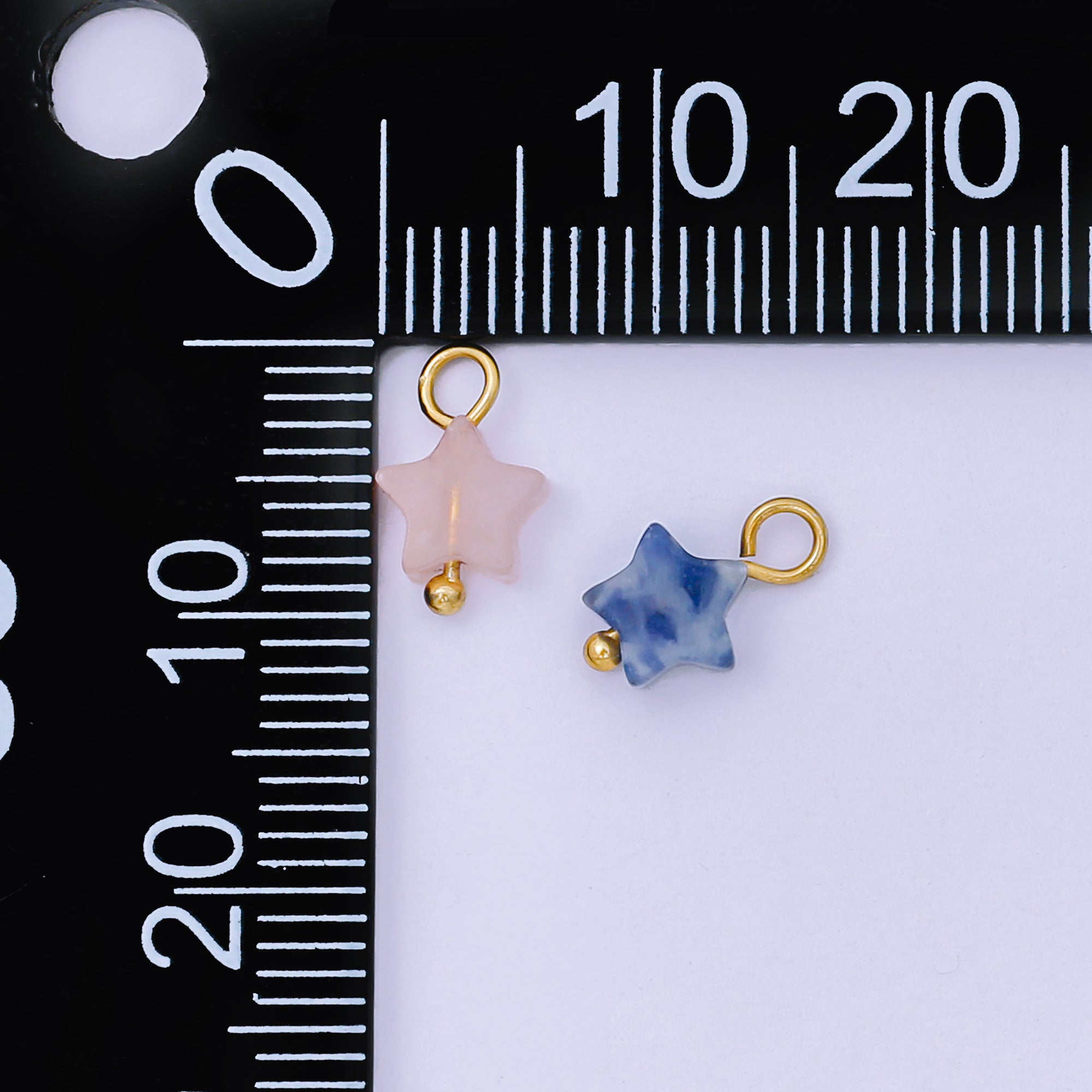 24K Gold Filled 10mm Acrylic Art Twinkle Star Dainty Charm in Pink & Royal Blue | AH-656