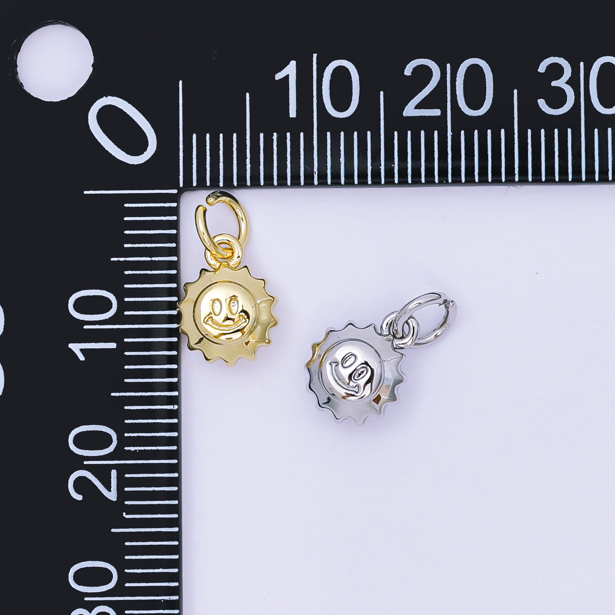 24K Gold Filled 10mm Happy Face Morning Sun Charm in Gold & Silver| AH-666