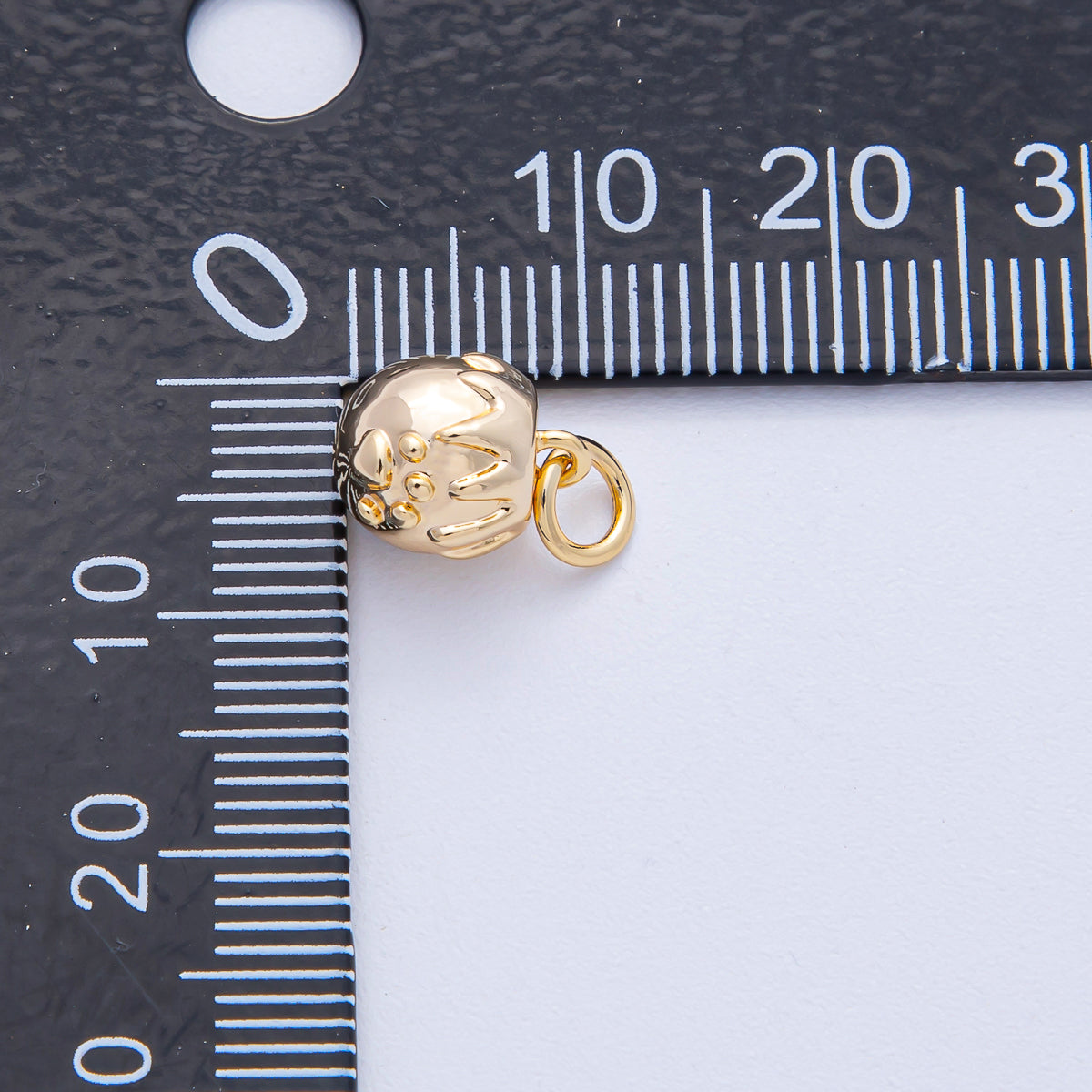 18K Gold Filled 10mm Animal Paw Print Ball 3D Multidimensional Charm | AK015