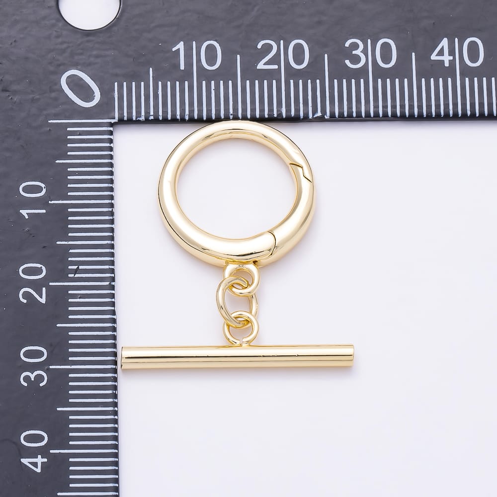 16K Gold Filled 26mm Spring Ring Push Gate Clasp Toggle Bar Findings | Findings-00589