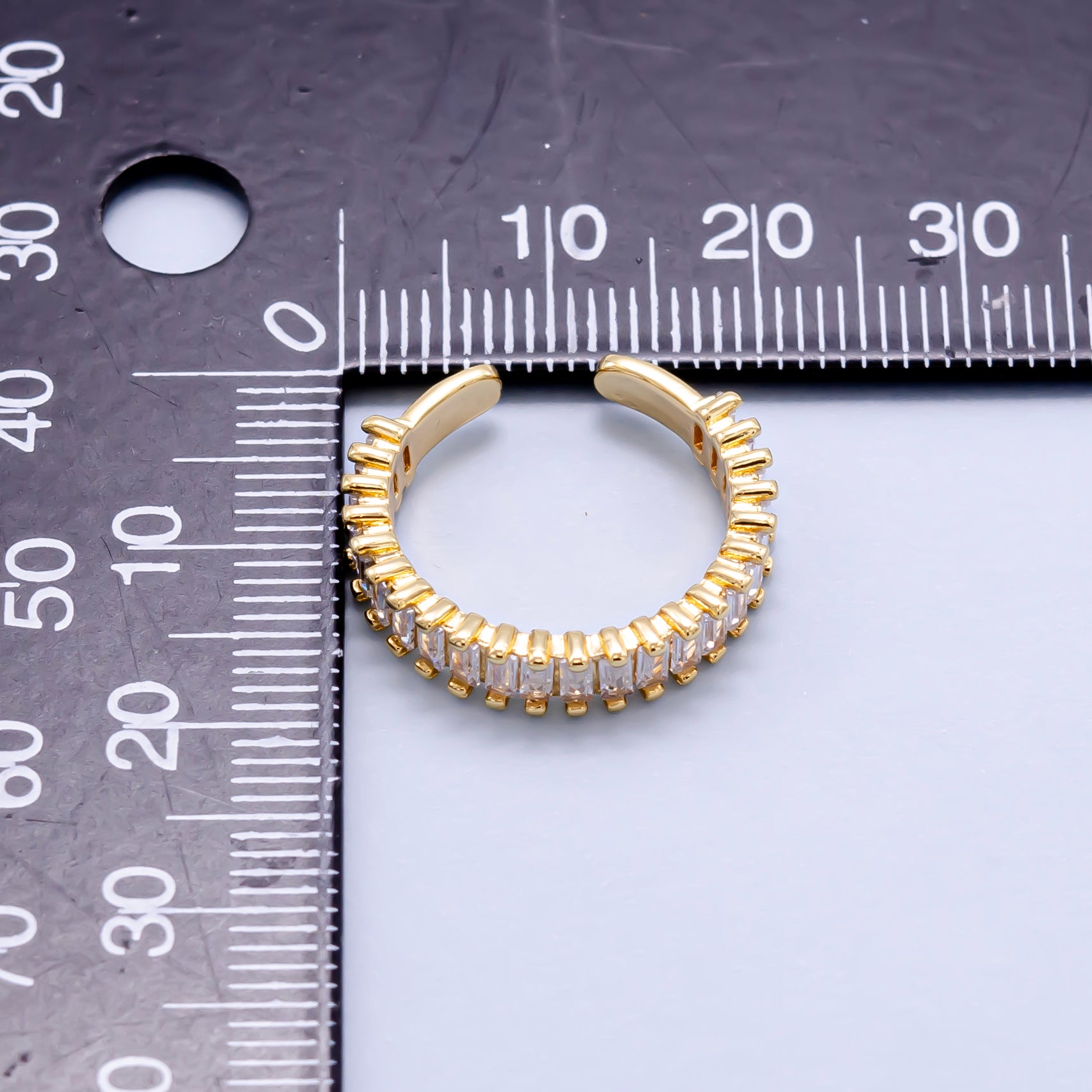 Baguette ring Open ring Gold band Crystal Ring O-976