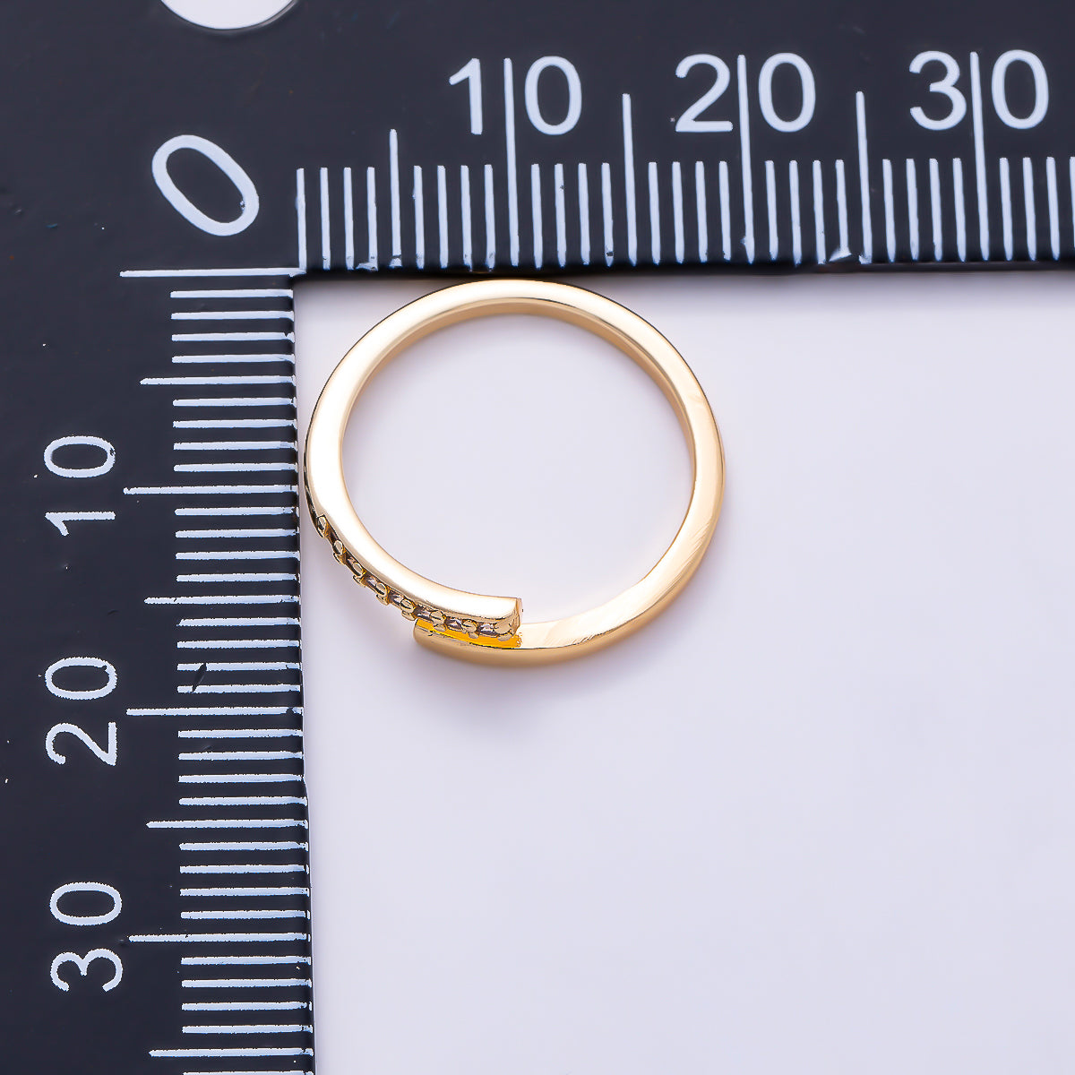 16K Gold Filled Minimalist Micro Paved CZ Asymmetric Bypass Adjustable Pinky Ring | Rings-00383