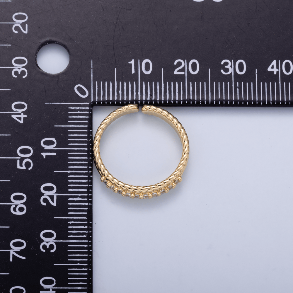 16K Gold Filled Micro Paved CZ Mini Croissant Band Ring | Rings-00434