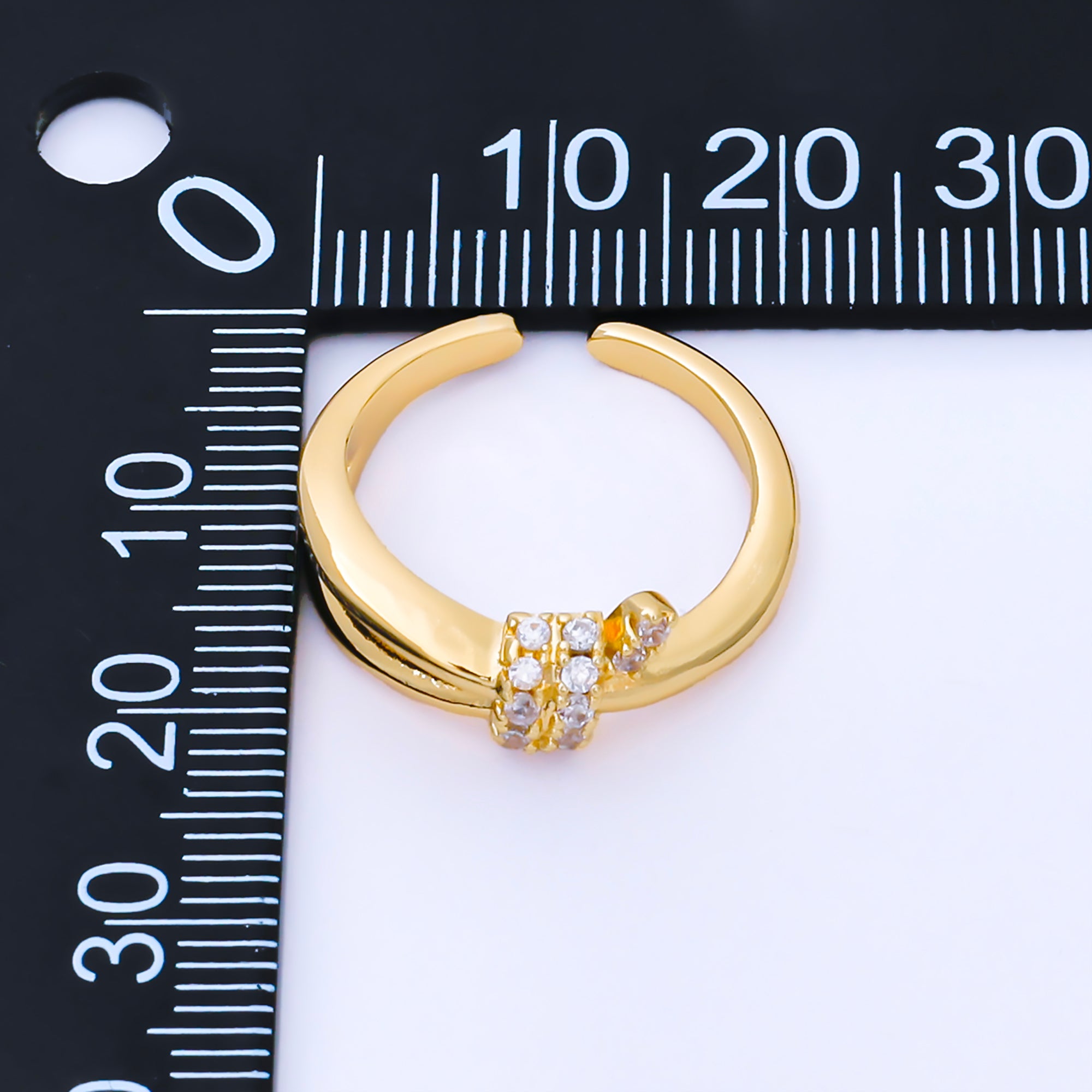 24K Gold Filled Micro Paved CZ Knot Double Band Ring | O1662
