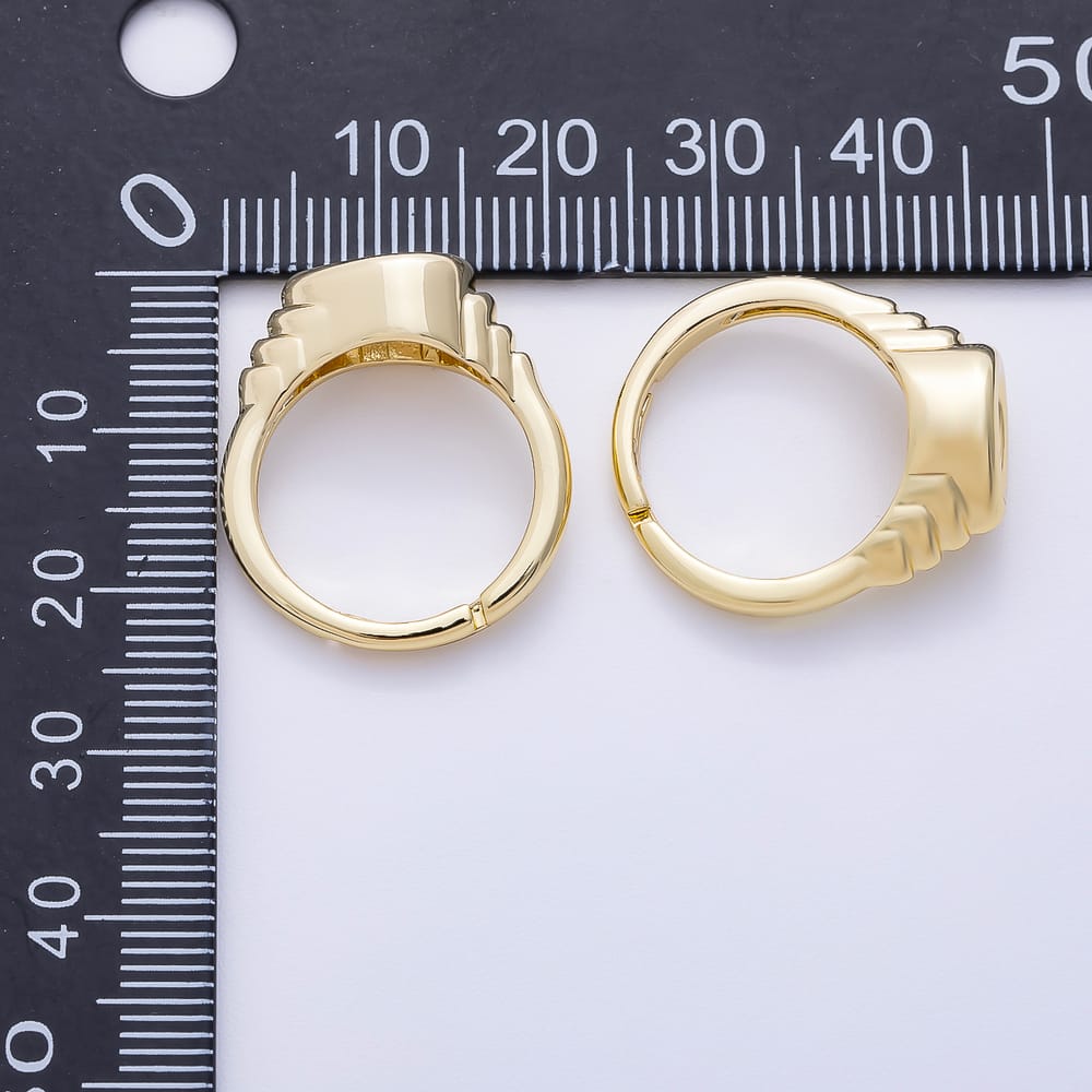 16K Gold Filled Clear CZ Teardrop Geometric Ribbed Ring | Rings-00443