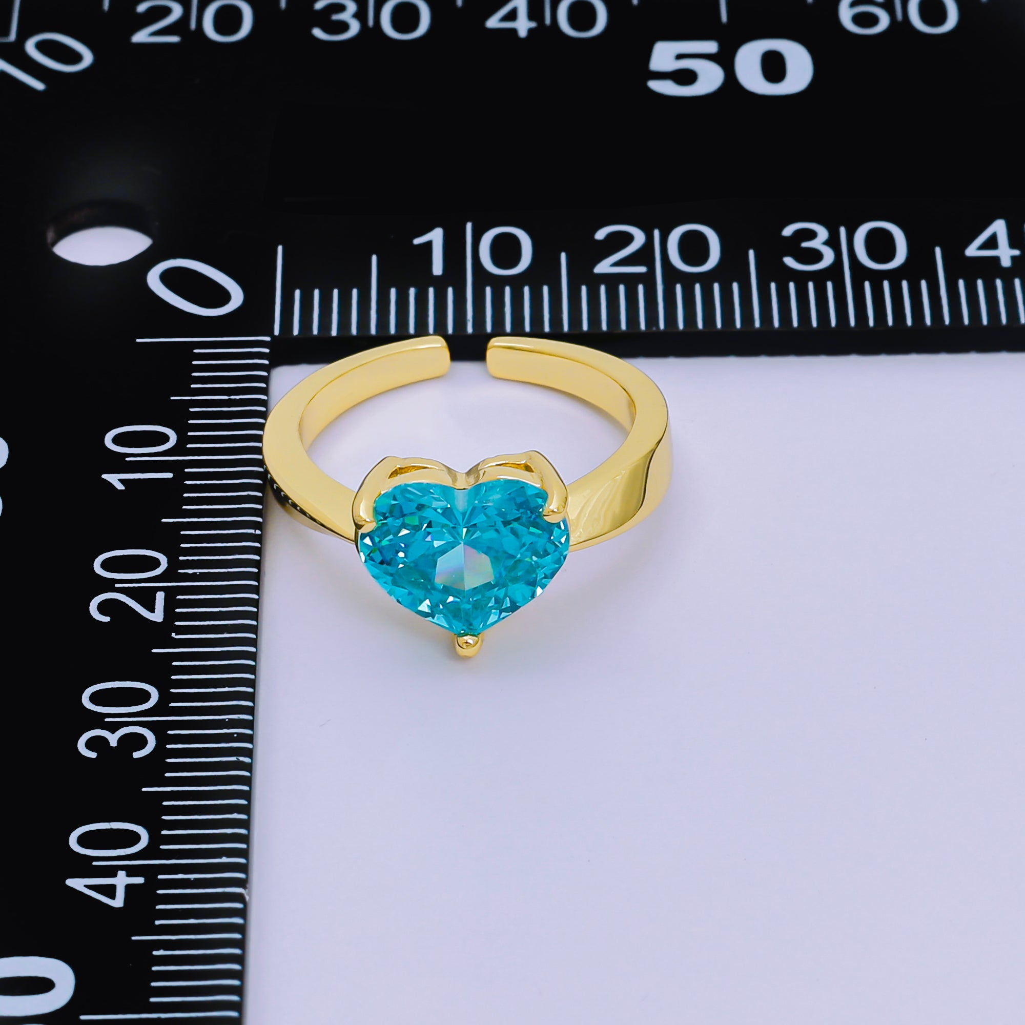 24K Gold Filled Heart-Shaped CZ Classic Love Solitaire Adjustable Ring in Green, Peach, & Pink | O-033 O-063 O-073 O-084, O-104 - O-106, O-108, O-110 - O-114, O-116