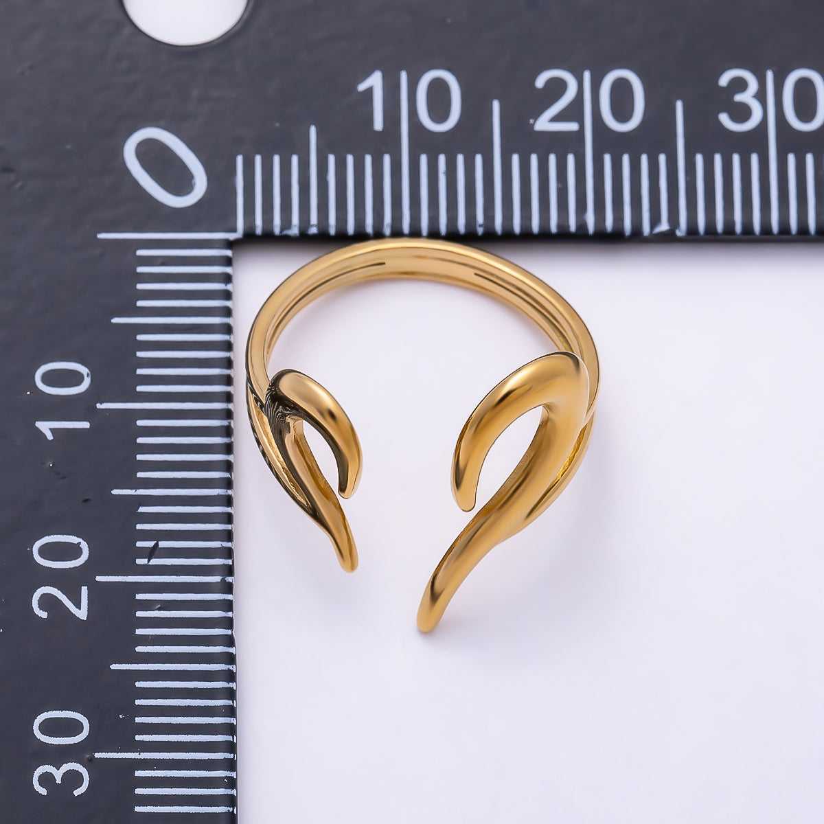 PVD Gold Stainless Steel Minimalist Geometric Wrap Heart Ring | Rings-00328