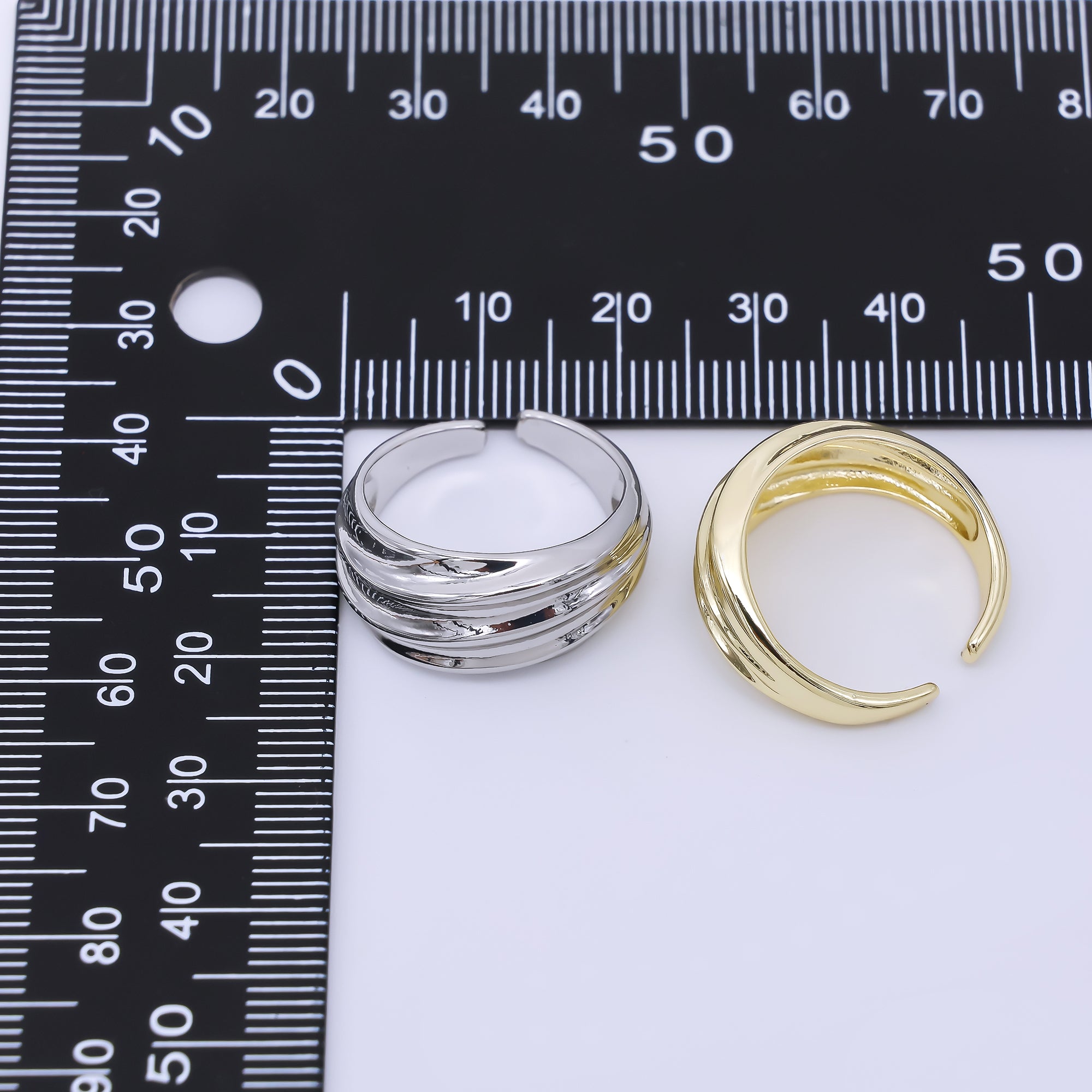 24K Gold Filled Stripes Textured Dome Ring in Gold & Silver | O1632 O1639