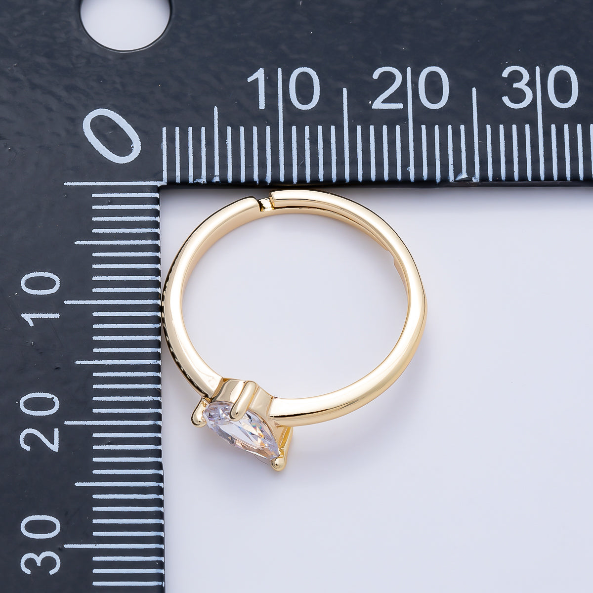 16K Gold Filled Clear Teardrop CZ Solitaire Ring in Gold & Silver | Rings-00165 Rings-00166