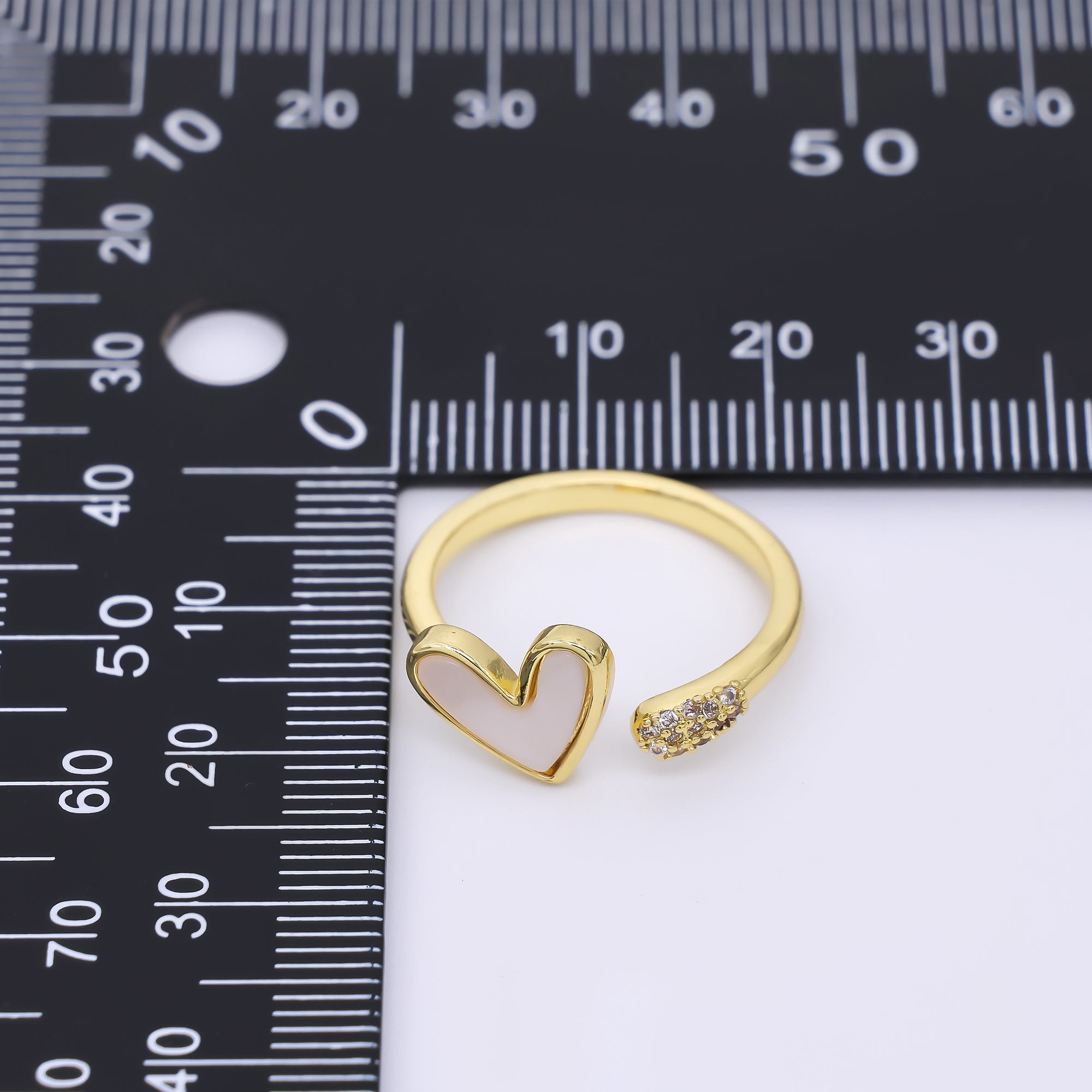 24K Gold Filled Shell Pearl Micro Paved CZ Claw Open Ring | O1443