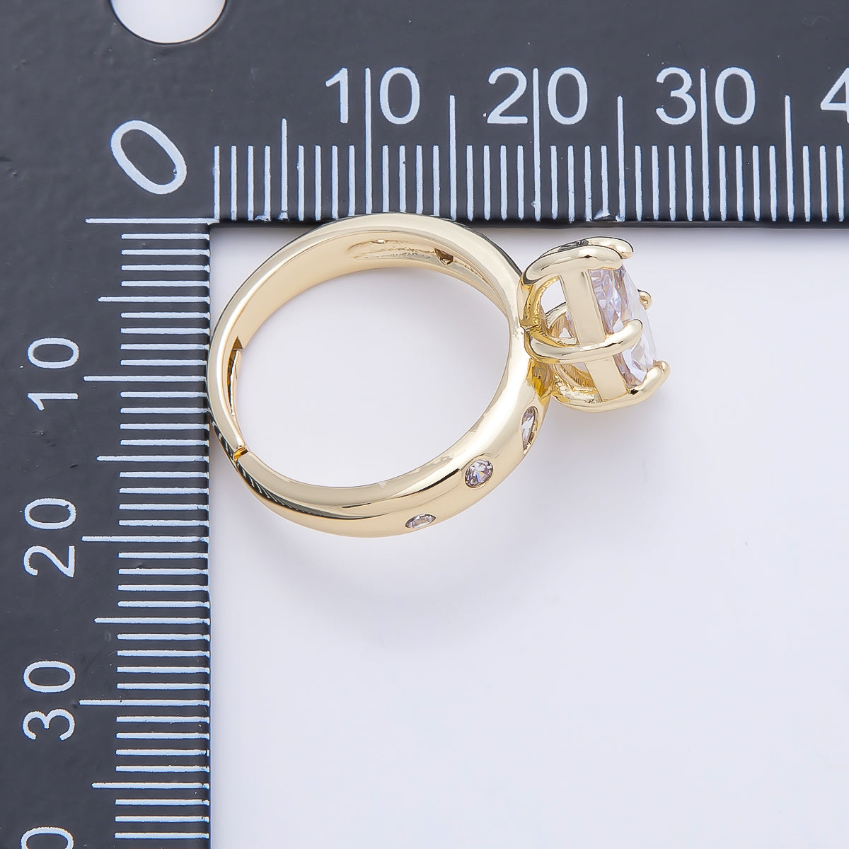 16K Gold Filled Clear Marquise CZ Dotted Solitaire Ring in Gold & Silver | Rings-00267 Rings-00268