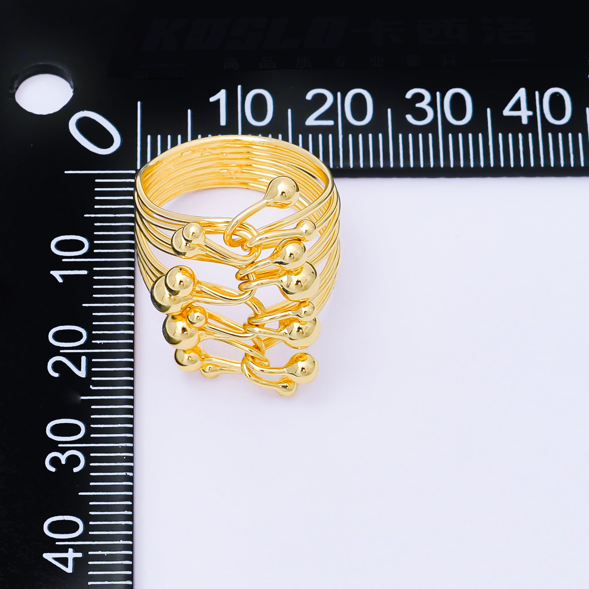 24K Gold Filled Multiple Bead Tied Knot Band Wrap Ring | O2005