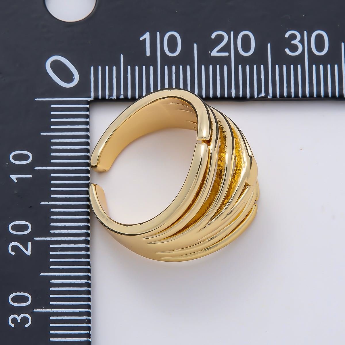 16K Gold Filled Minimalist Curved Wide Multi Band Ring | Rings-00173