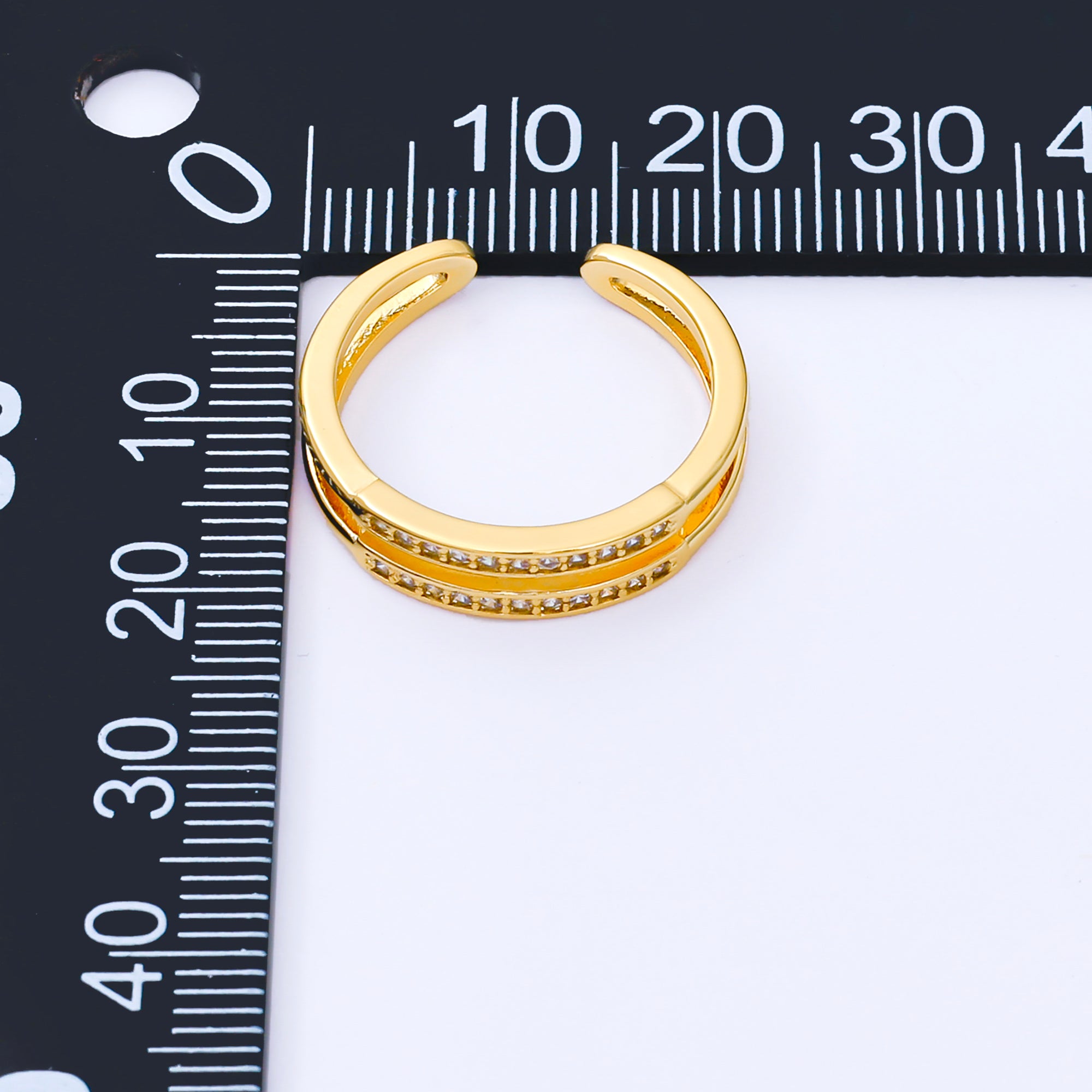 24K Gold Filled Micro Paved CZ Dual Band Adjustable Ring | O2280