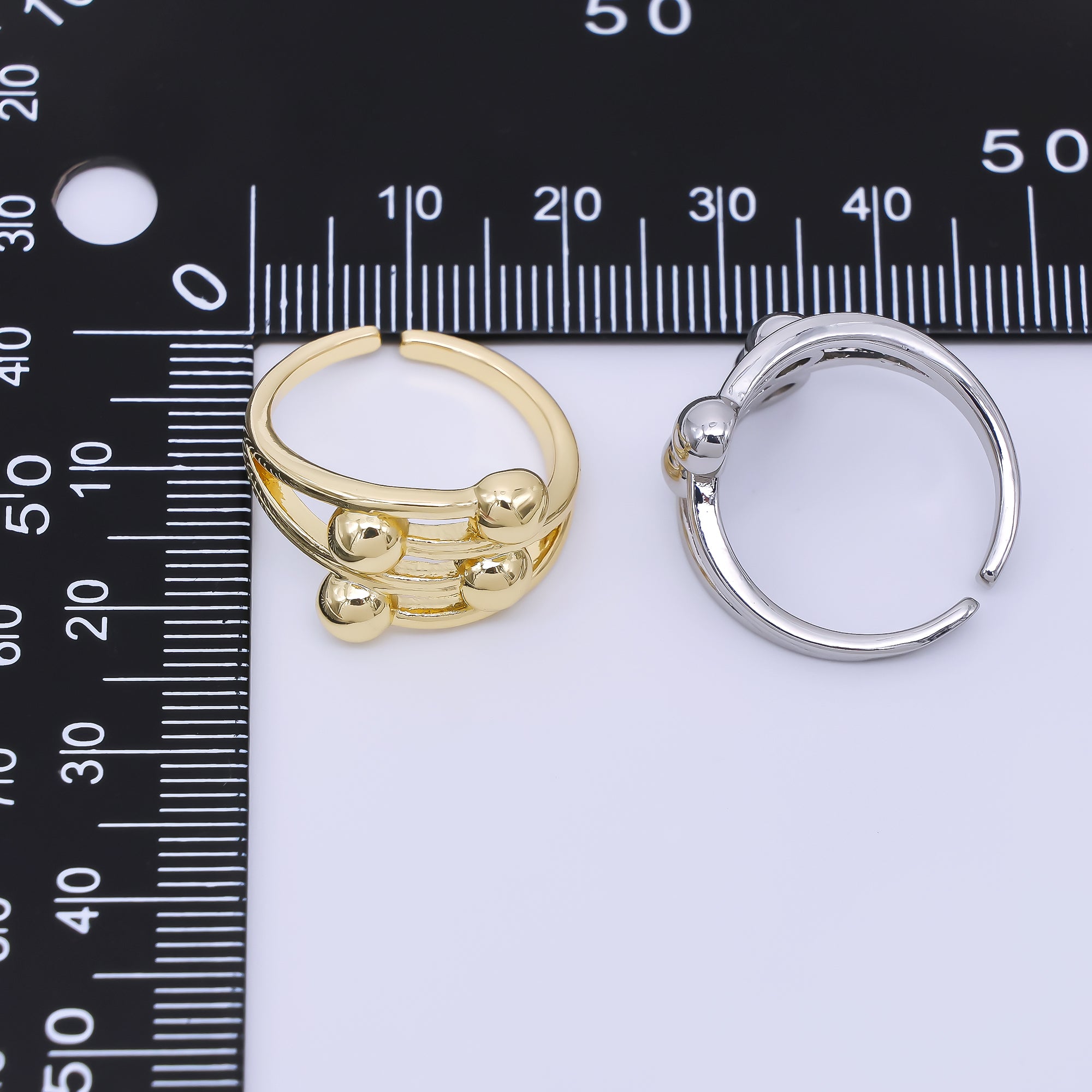24K Gold Filled Unfolded Rotating Bead Ball Ring in Gold & Silver | O1625 O1626