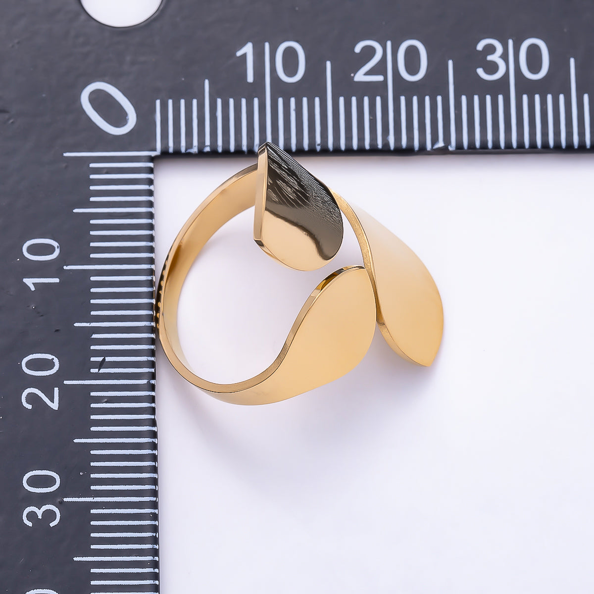PVD Gold Stainless Steel Geometric Round Flower Minimalist Wrap Ring | Rings-00315