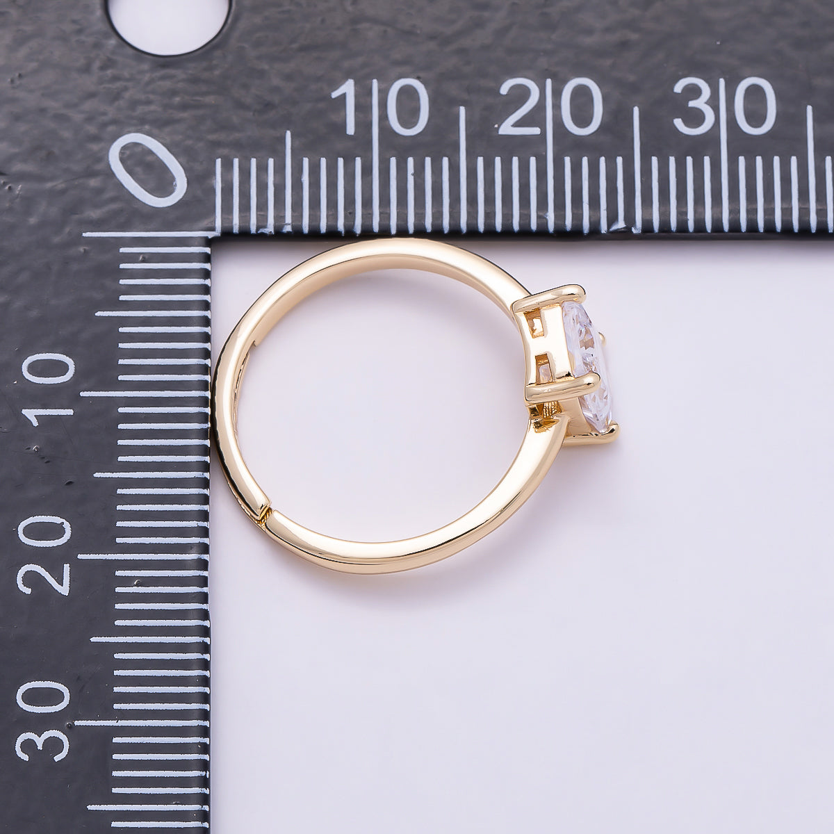 16K Gold Filled Baguette CZ Solitaire Adjustable Ring in Gold & Silver | Rings-00118 Rings-00119