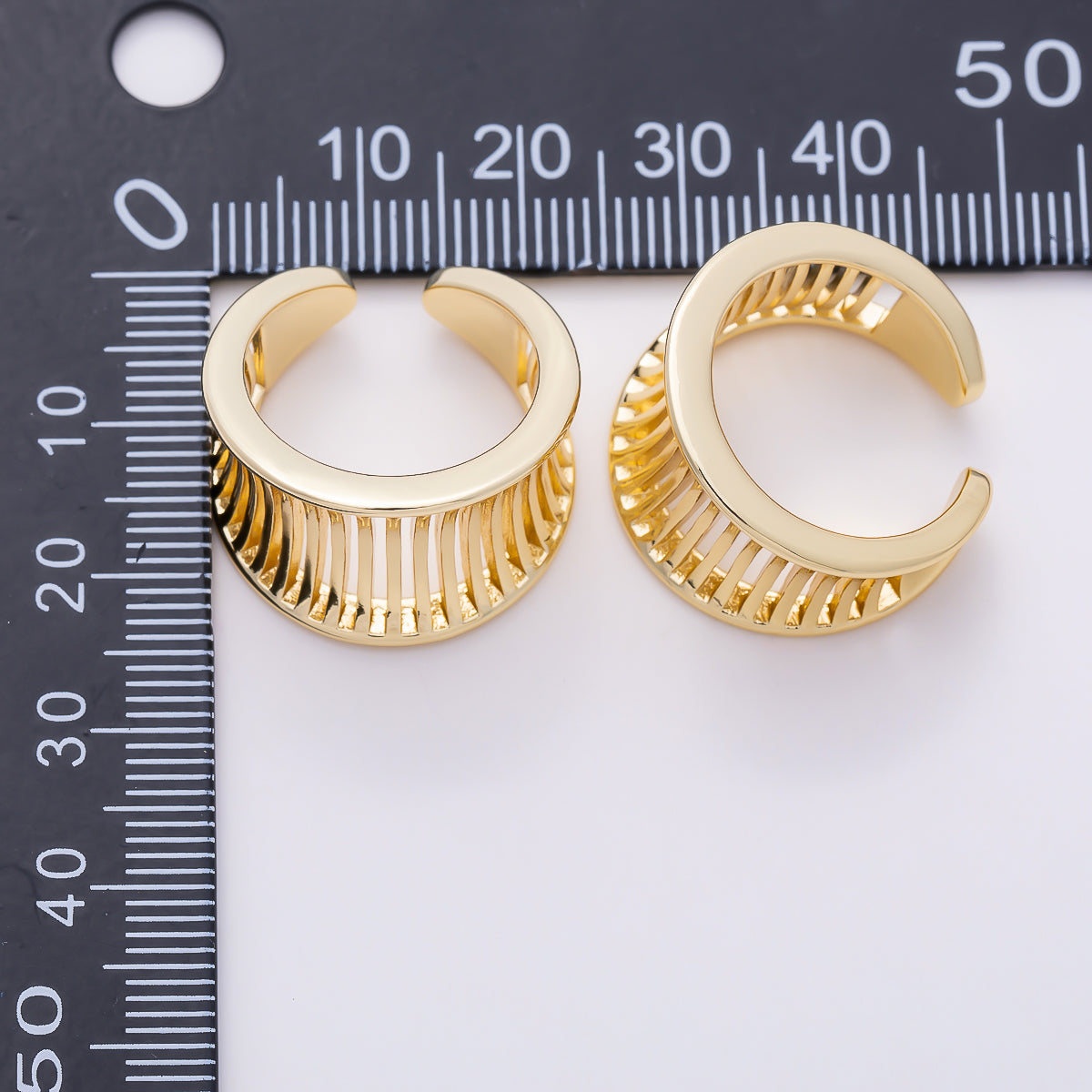 16K Gold Filled Wide Concave Cutout Open Adjustable Ring | Rings-00403