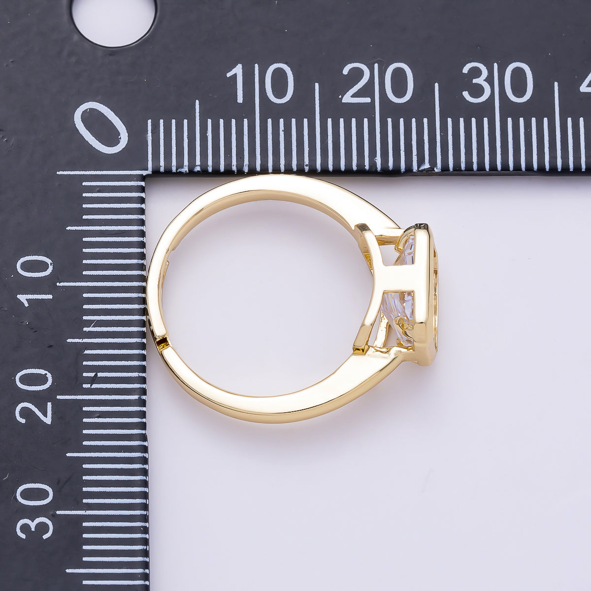 16K Gold Filled Clear CZ Baguette Bezel Ring in Gold & Silver | Rings-00293 Rings-00294