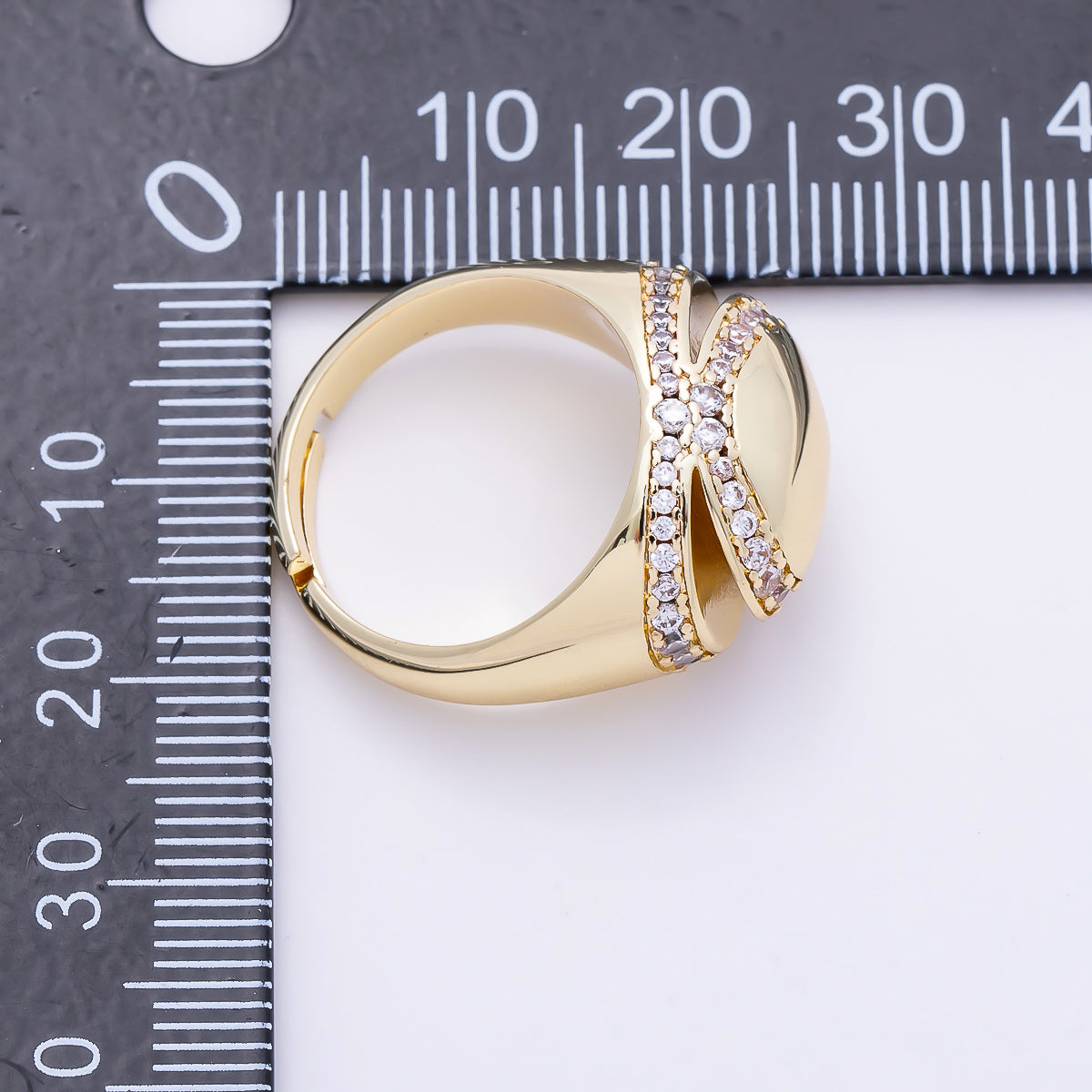 16K Gold Filled Micro Paved CZ Open Signet Ring | Rings-00289