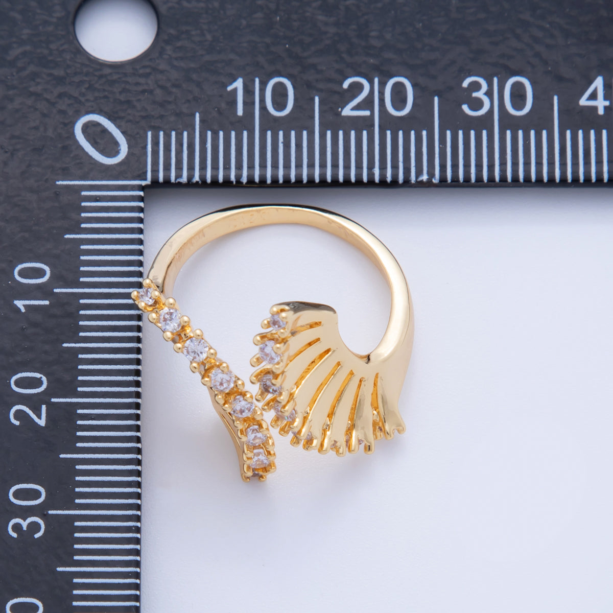 18K Gold Filled Micro Paved Multiple Fan Wrap Claw Ring | O2019