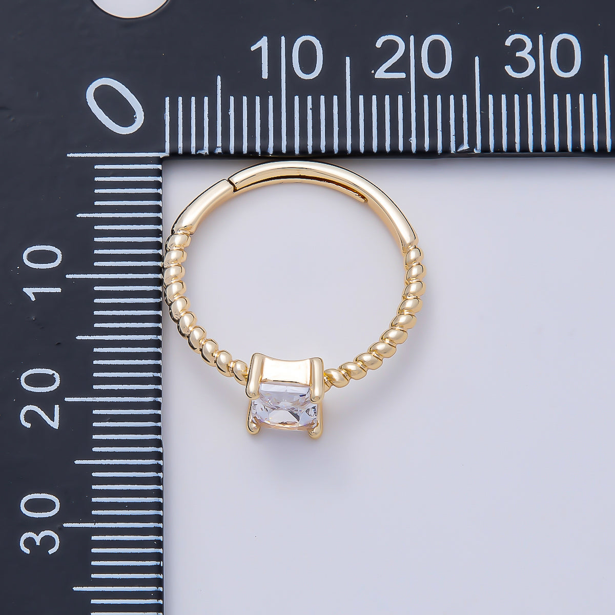 16K Gold Filled Clear Baguette CZ Croissant Adjustable Ring in Gold & Silver | Rings-00143 Rings-00144