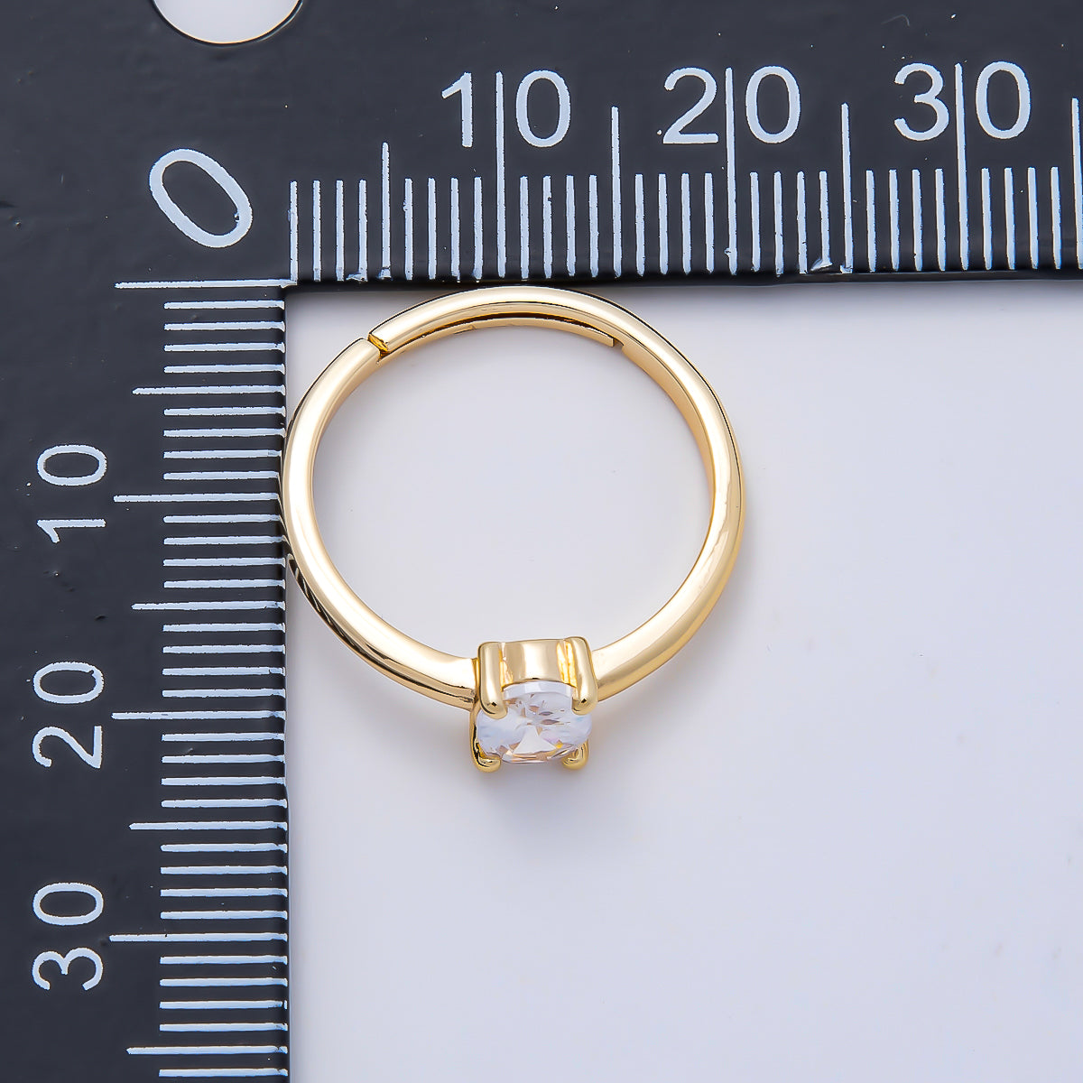 16K Gold Filled Clear Oval CZ Solitaire Adjustable Ring in Gold & Silver | Rings-00147 Rings-00148