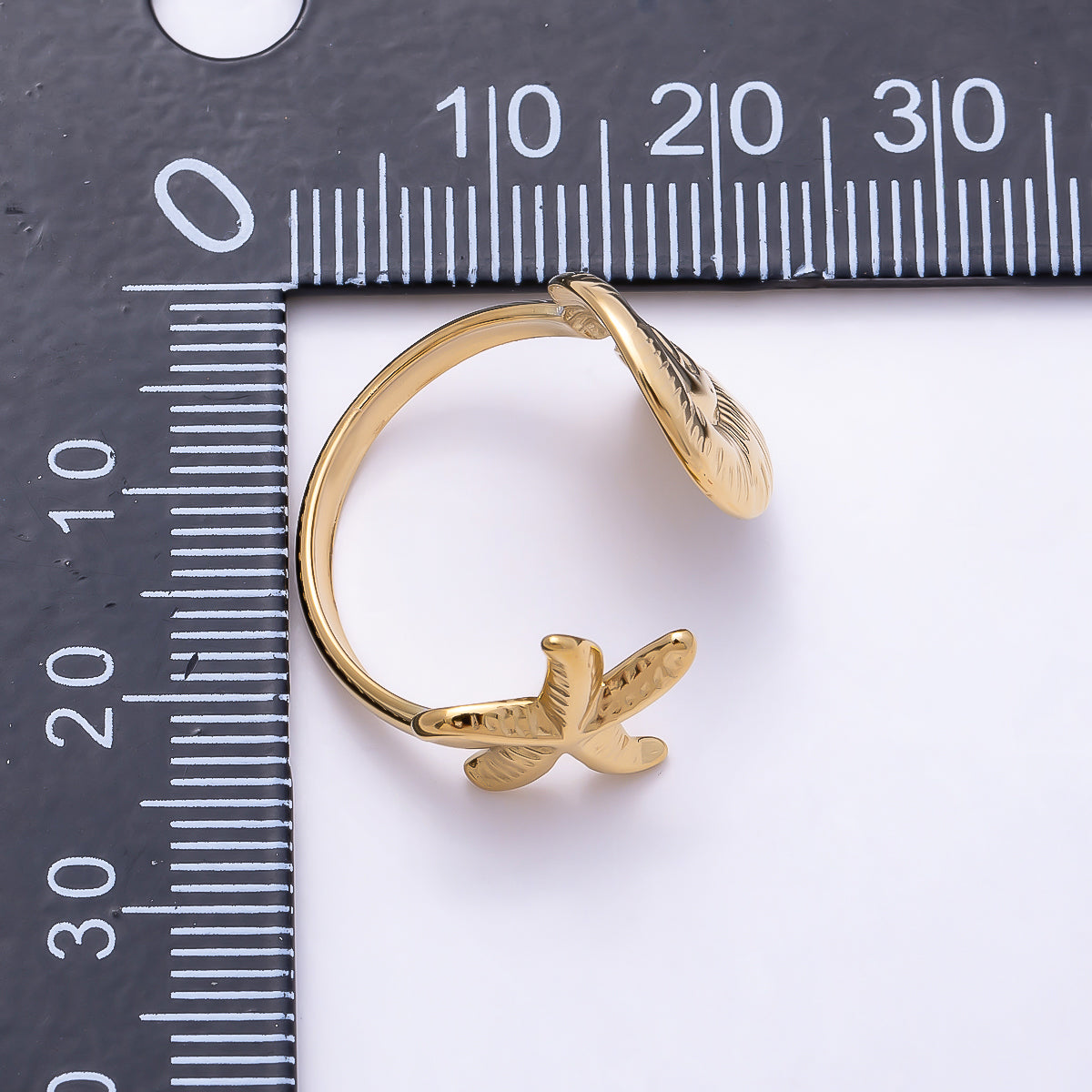 PVD Gold Stainless Steel BEACH Sea Shell Star Fish Minimalist Wrap Ring | Rings-00322