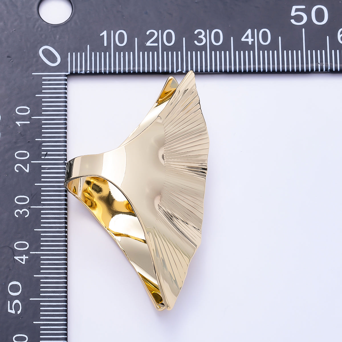 16K Gold Filled Ribbed Wave Wrap Geometric Statement Ring | Rings-00349