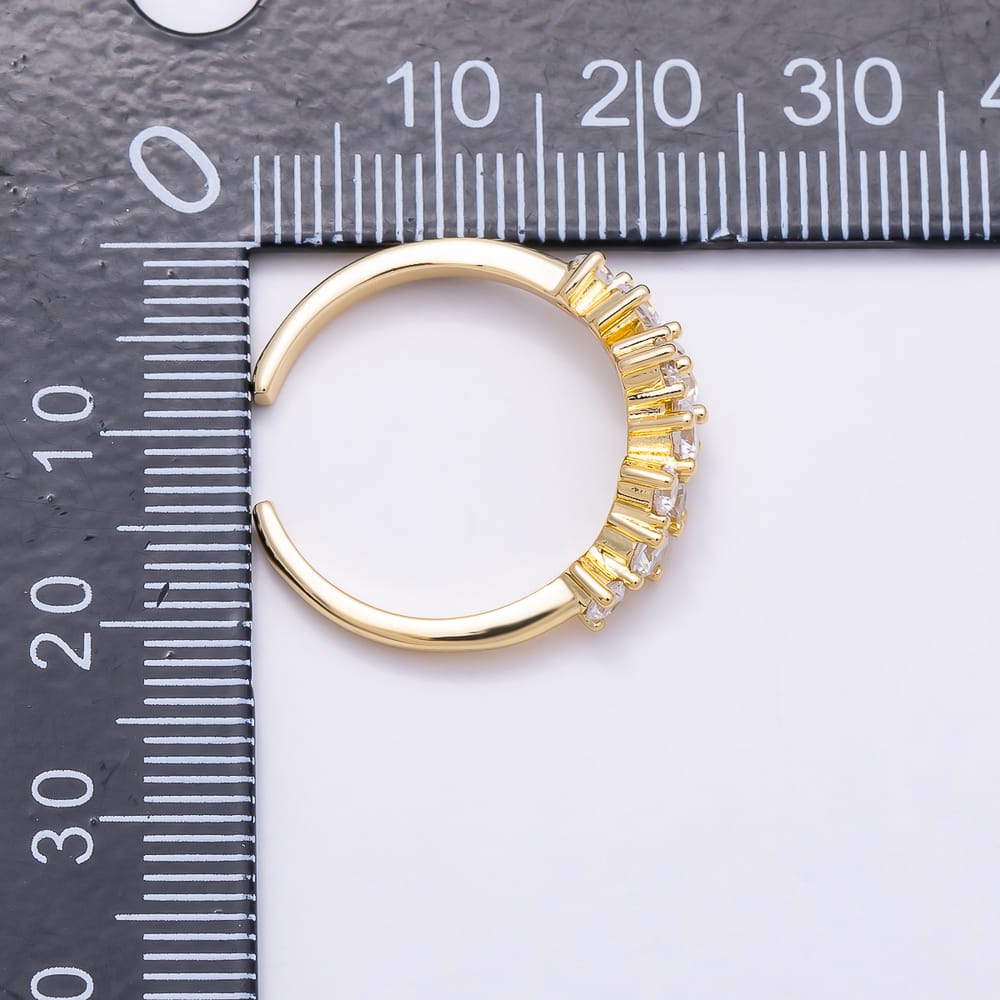 16K Gold Filled Clear CZ Round Cluster Asymmetric Solitaire Ring | Rings-004123