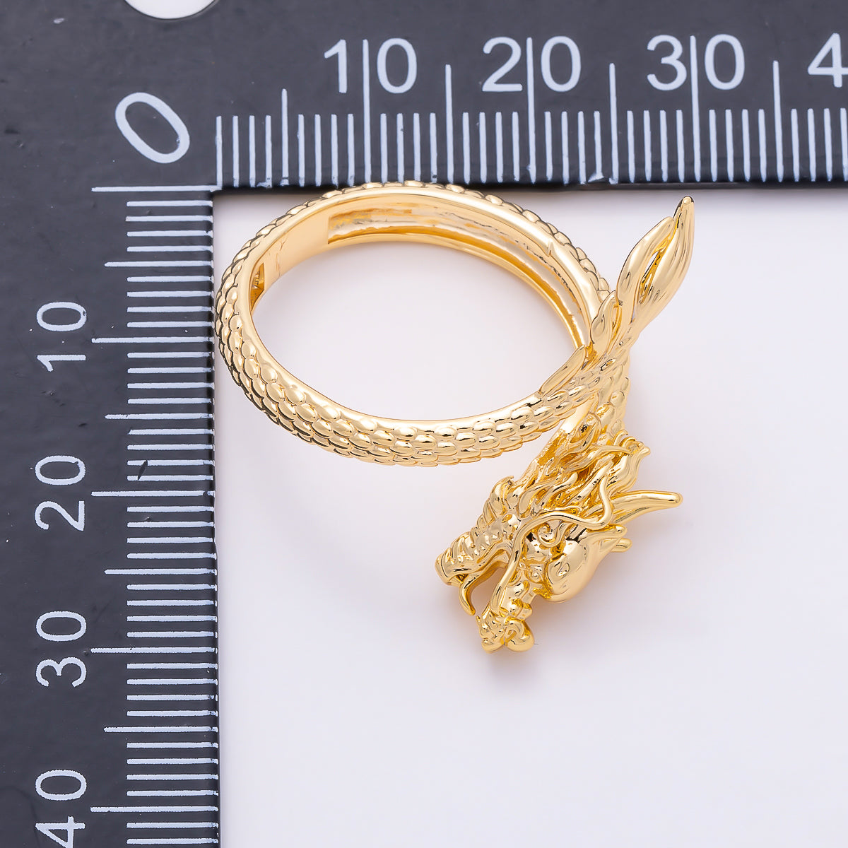 16K Gold Filled Sculptural Chinese Dragon Scale Wrap Adjustable Ring | Rings-00352