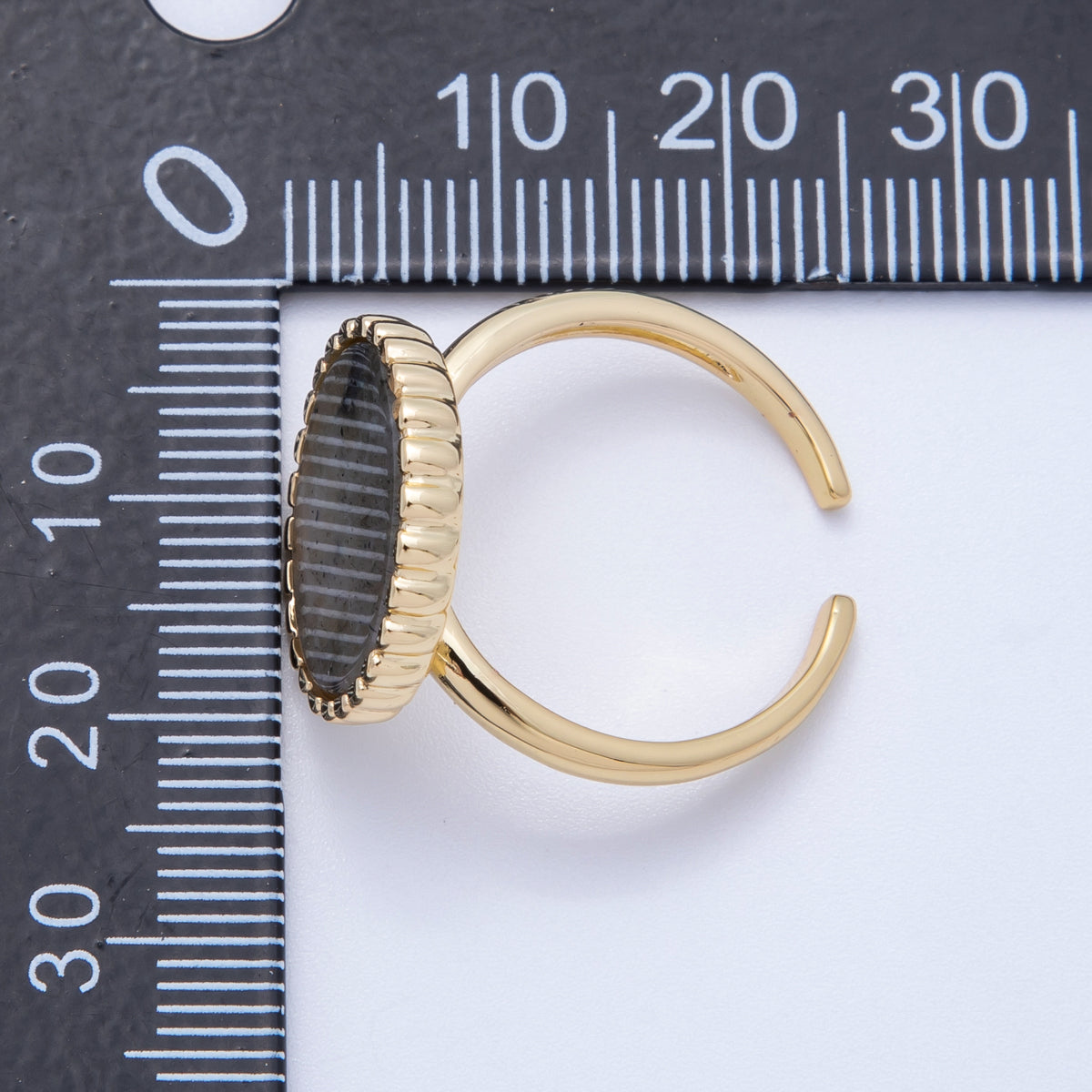 16K Gold Filled Labradorite Natural Gemstone Oval Bezel Statement Ring | Rings-00057