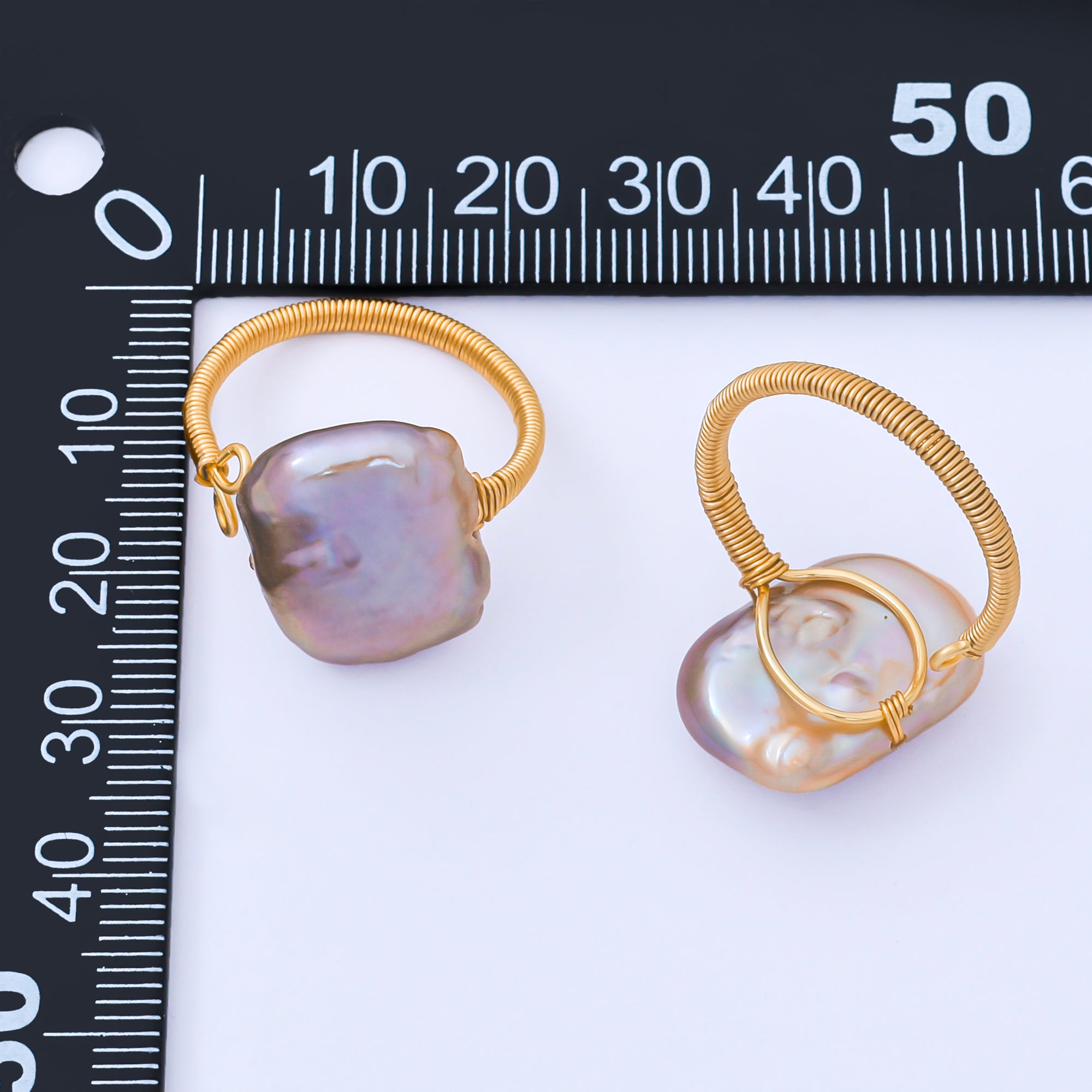 24K Gold Filled Baroque Freshwater Pearl Twisted Statement Solitaire Ring | O1643 O1650