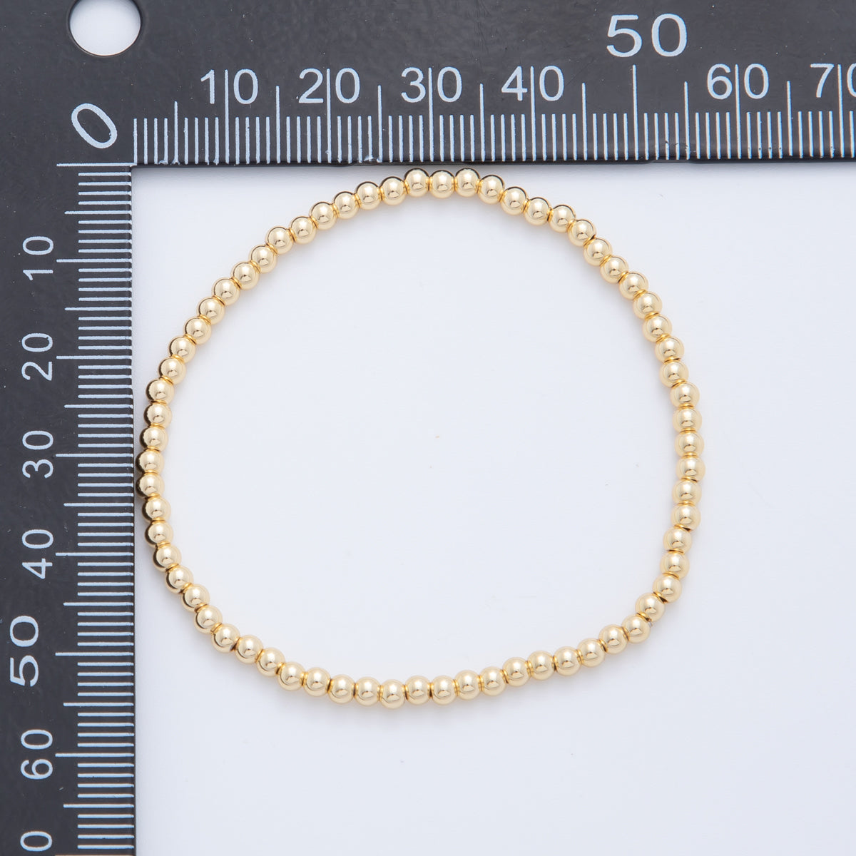 16K Gold Filled 3mm Minimalist Round Ball Stretch Bracelet | WA-04149