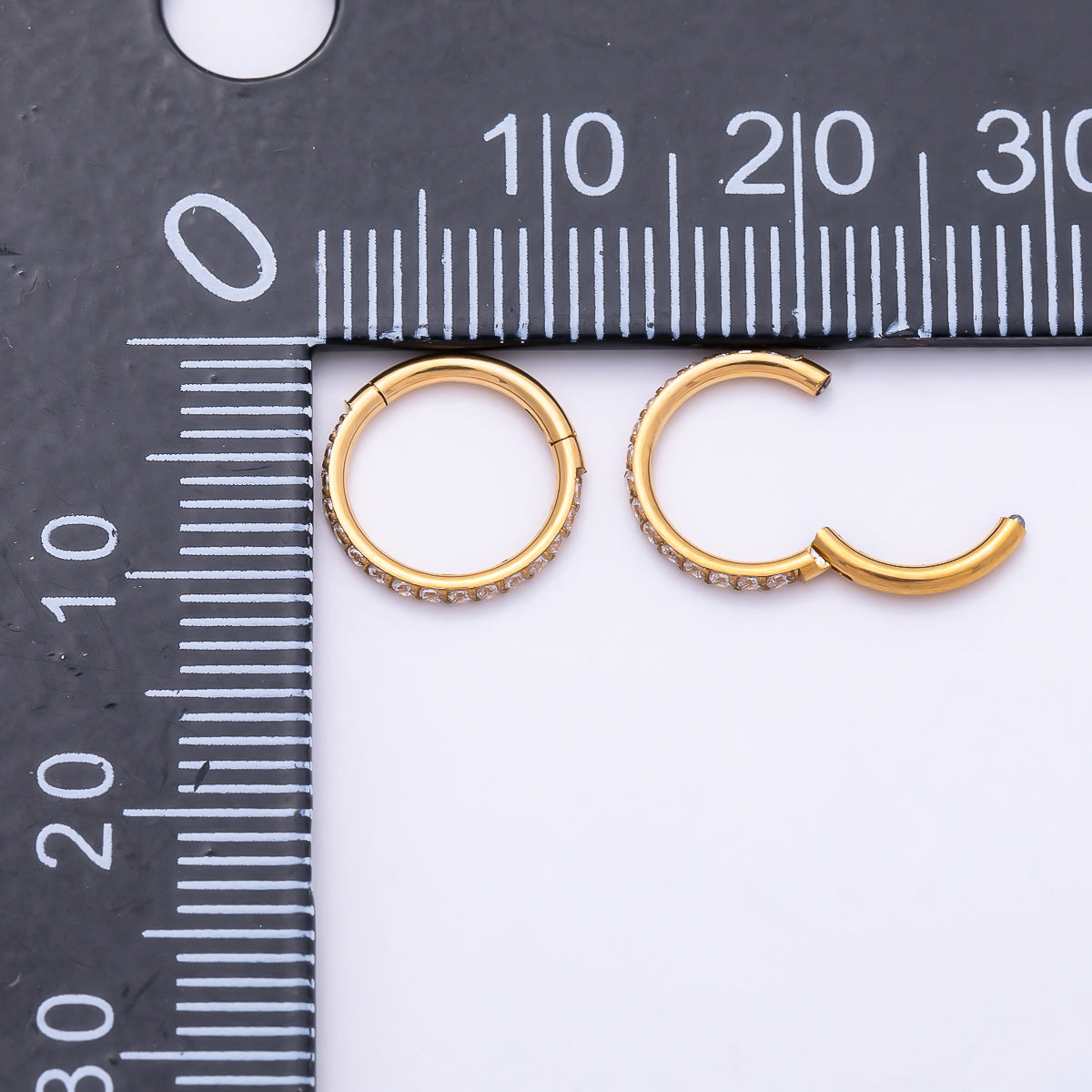 Titanium 10mm Micro Paved CZ Universal Cartilage Piercing Clicker | Findings-00468