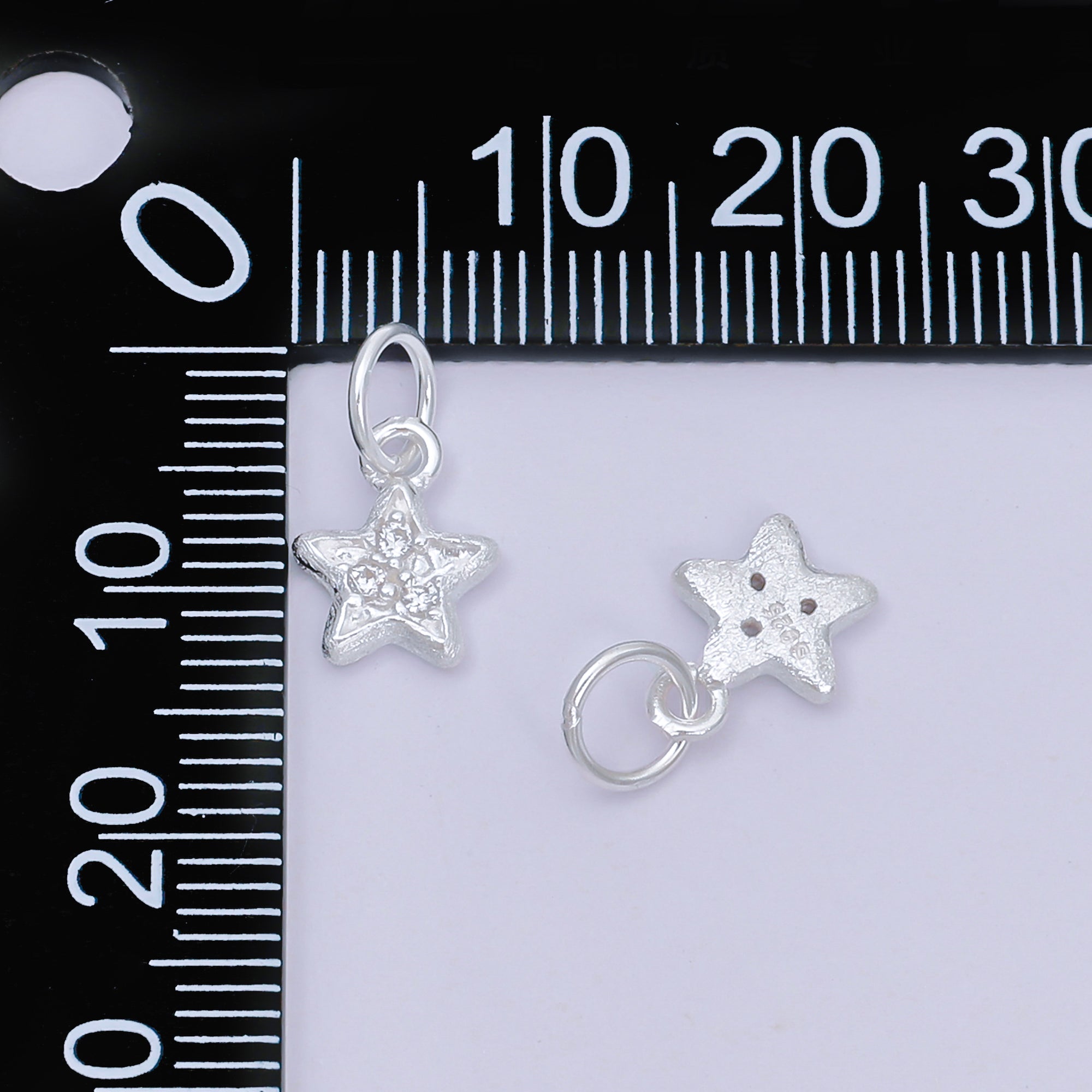 S925 Sterling Silver 10mm Micro Paved CZ Sparkle Little Star Dainty Charm | SL-679
