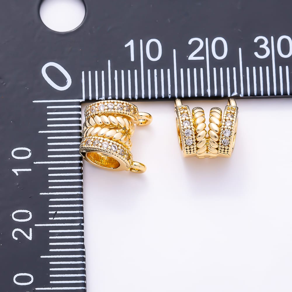 16K Gold Filled 11mm Micro Paved CZ 4 Row Twisted Cable Multi-Strand Connector | Connectors-00055