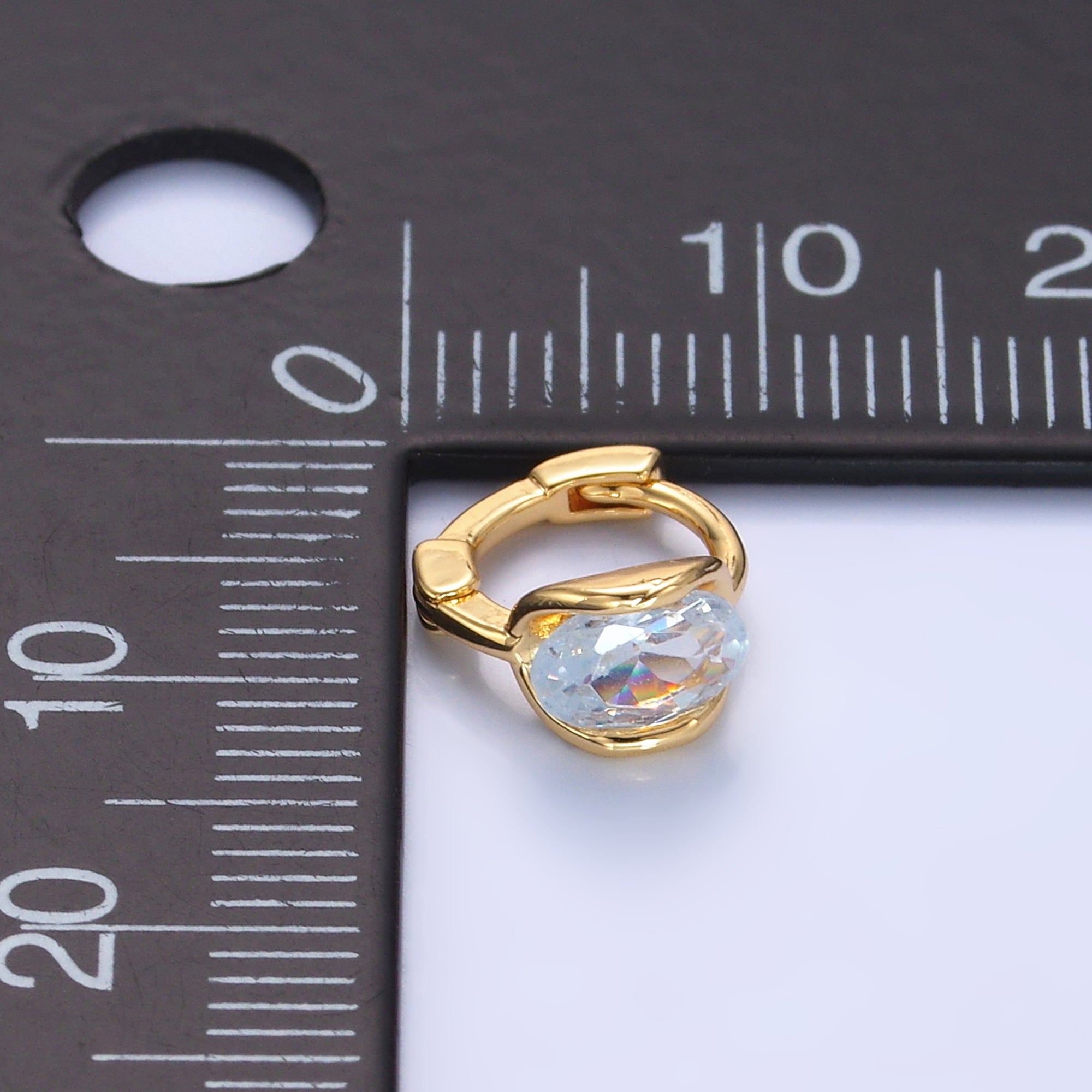 24K Gold Filled 10mm Clear CZ Cartilage Huggie Earrings | AB982