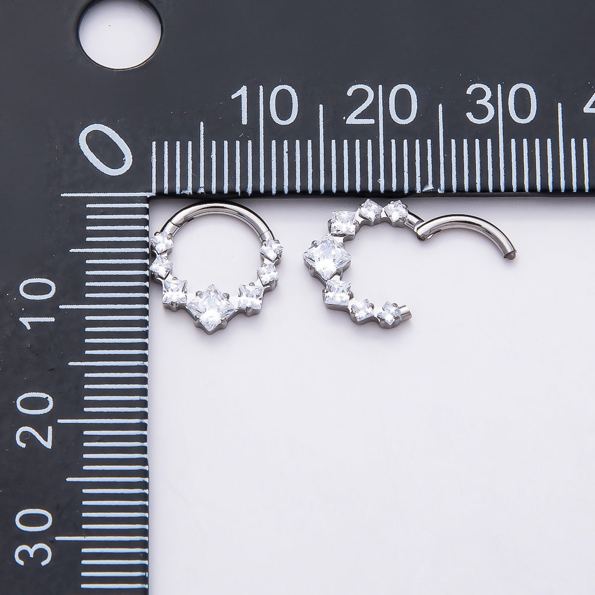 Stainless Steel 11mm Clear Square CZ Cluster Gradient Pull Gate Round Finding in Gold & Silver | Findings-00212 Findings-00213
