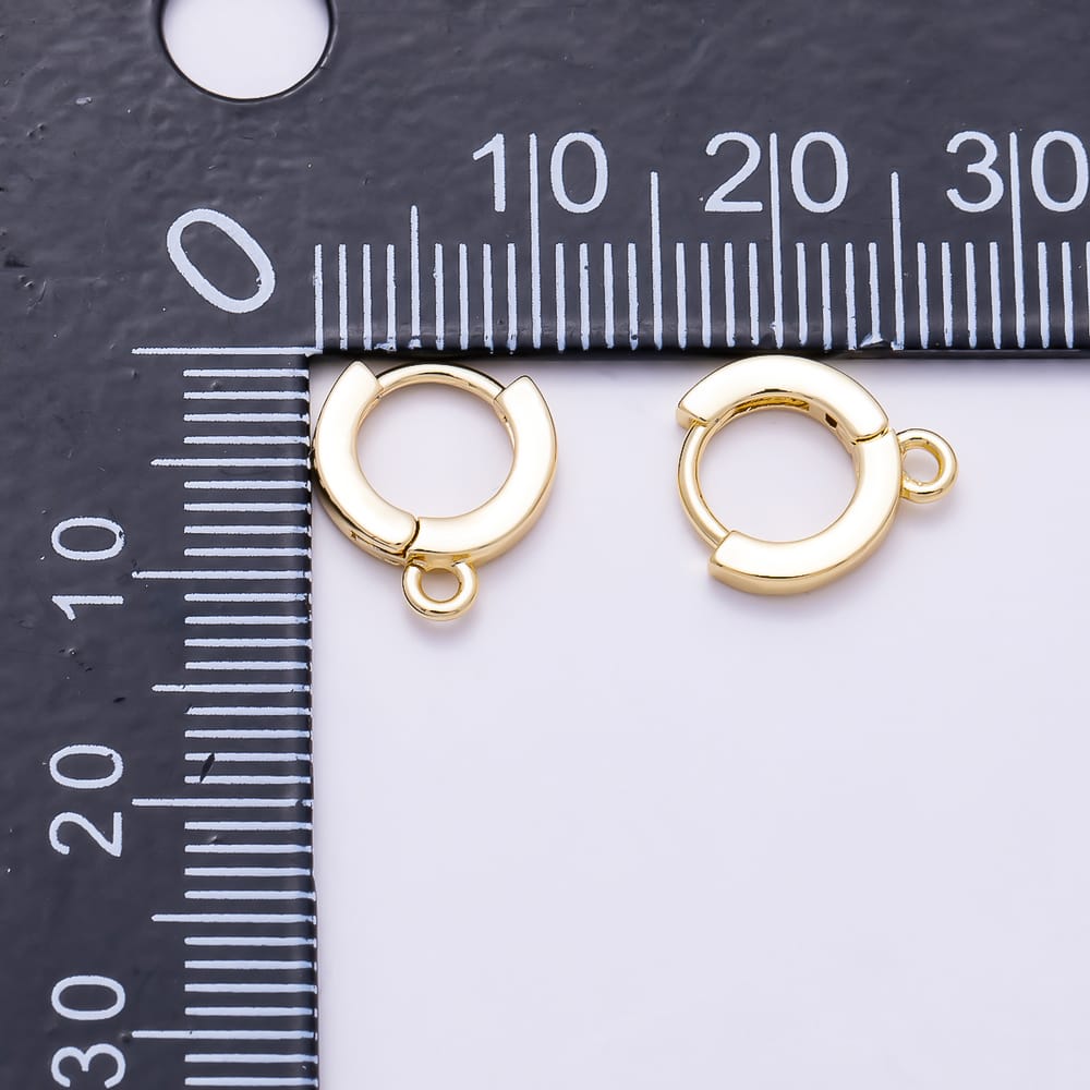 16K Gold Filled 11mm Hanging Loop Plain Huggie Hoop Earring Findings | Findings-00582