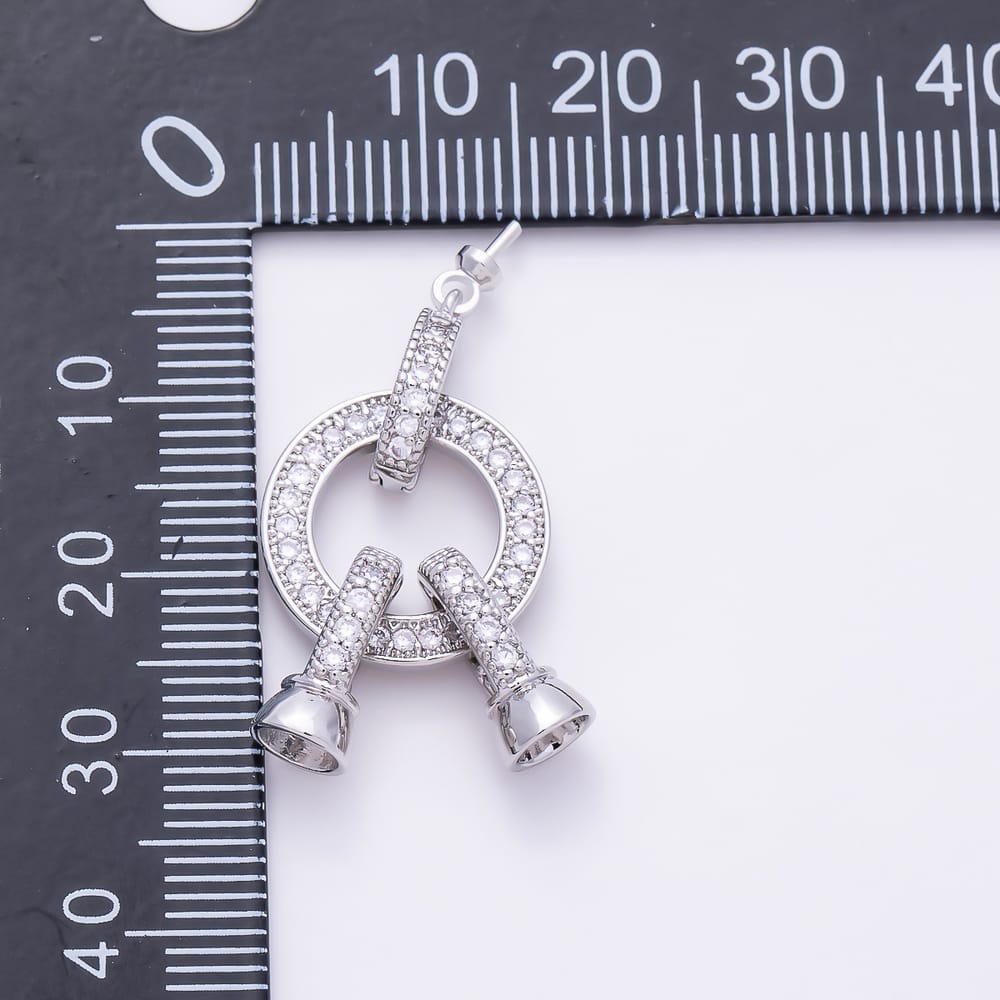 16K Gold Filled 18mm Micro Pave CZ Round Ring Multi-Strand Connector Clasp | Findings-00577 - Findings-00578